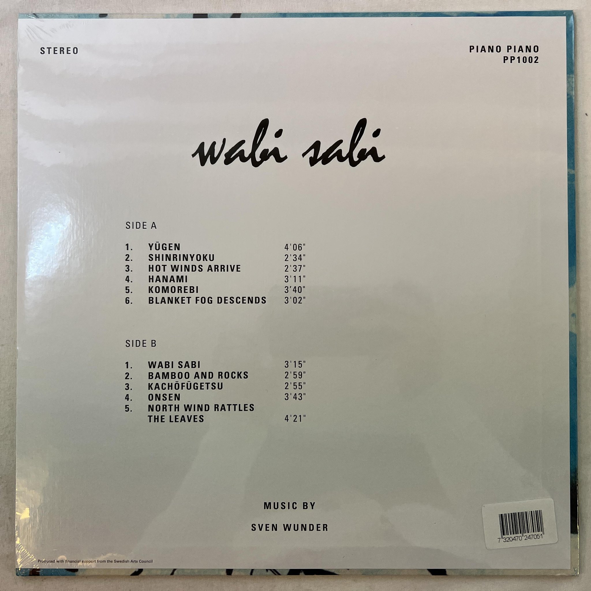 Omslagsbild för skivan SVEN WUNDER Wabi Sabi LP 2020 PIANO PIANO PP1002 SEALED jazz funk world