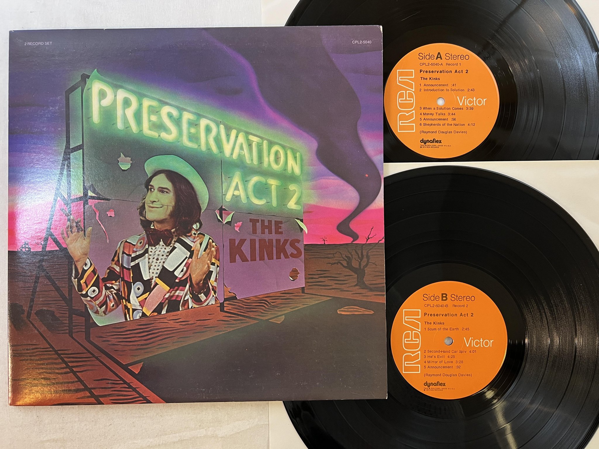 Omslagsbild för skivan THE KINKS preservation act 2 2xLP -74 US RCA CPL2-5040