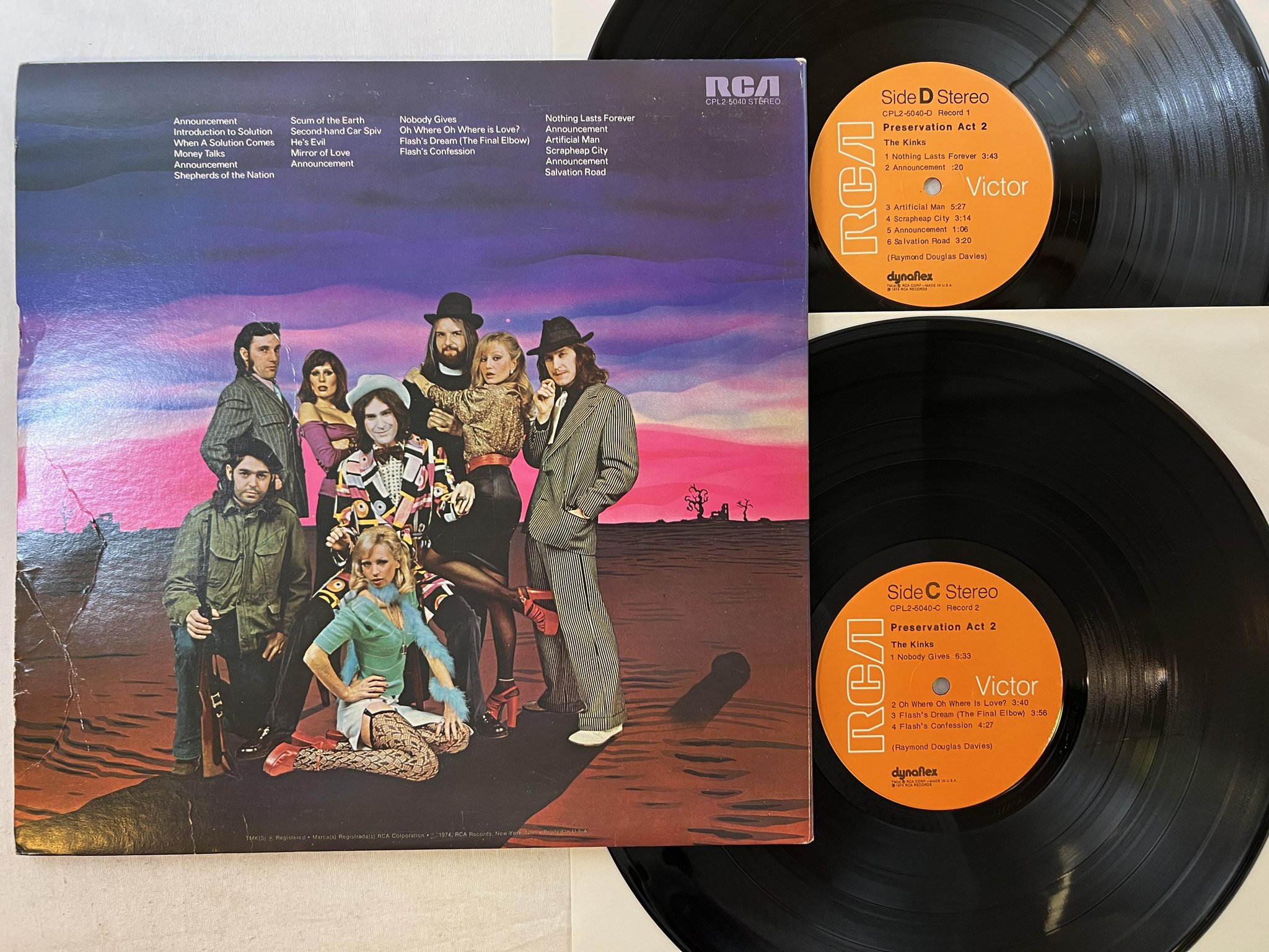 Omslagsbild för skivan THE KINKS preservation act 2 2xLP -74 US RCA CPL2-5040