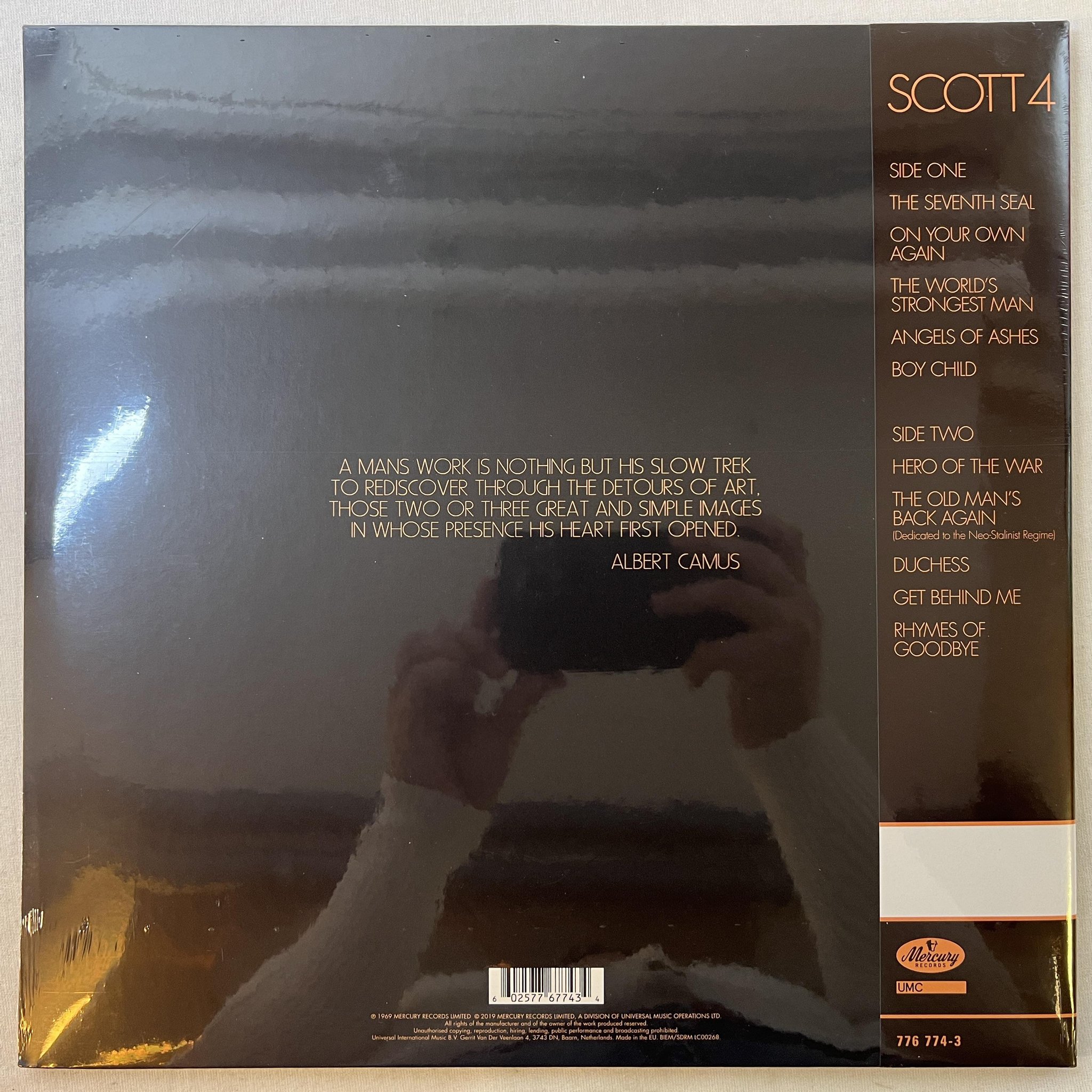 Omslagsbild för skivan SCOTT WALKER Scott 4 LP 2019 half speed mastering 776 774-3 ** SEALED **