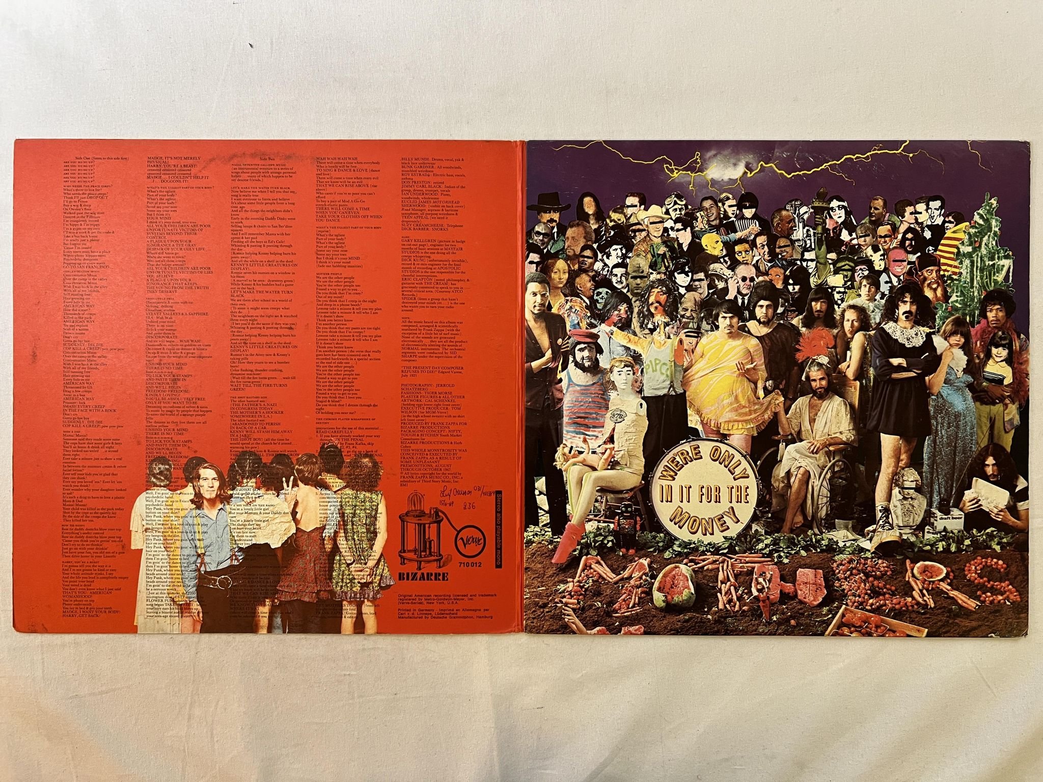 Omslagsbild för skivan THE MOTHERS OF INVENTION We're Only In It For The Money LP -68 Ger VERVE