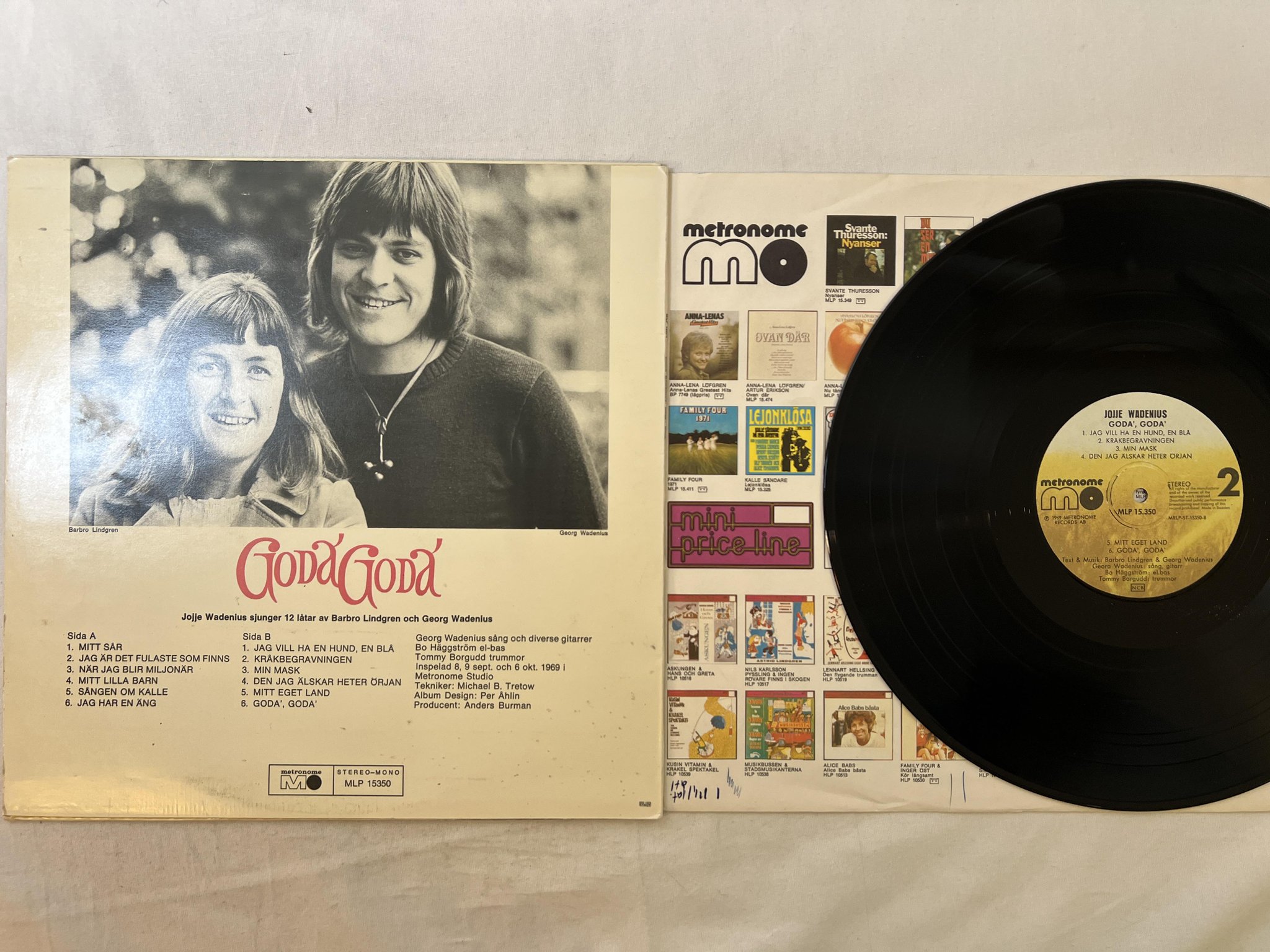 Omslagsbild för skivan JOJJE WADENIUS goda goda LP METRONOME MLP 15350 ** mitt sår ** Underbar platta!!