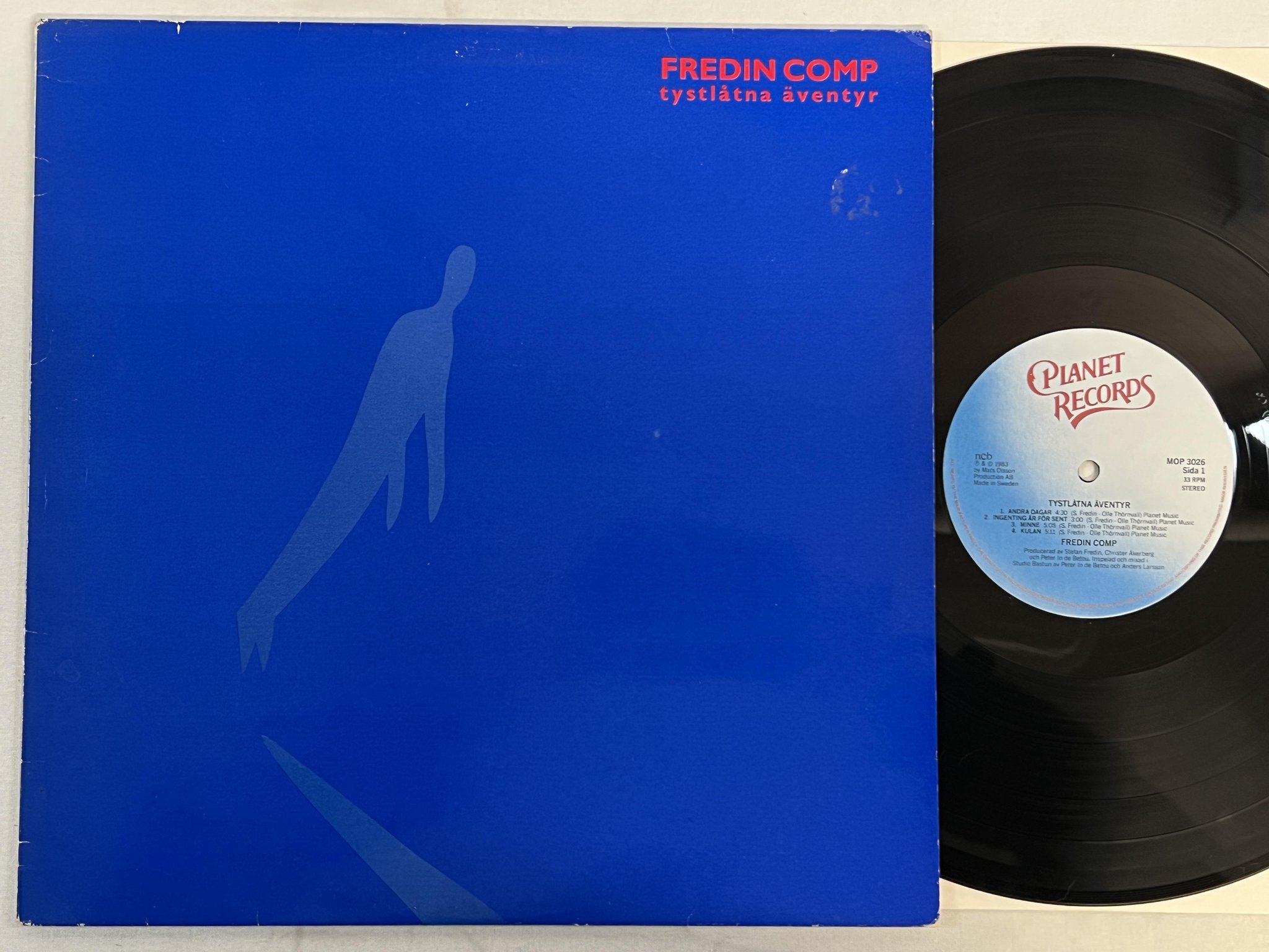 Omslagsbild för skivan FREDIN COMP tystlåtna äventyr LP -83 Swe PLANET MOP 3026 ** minimal synth **