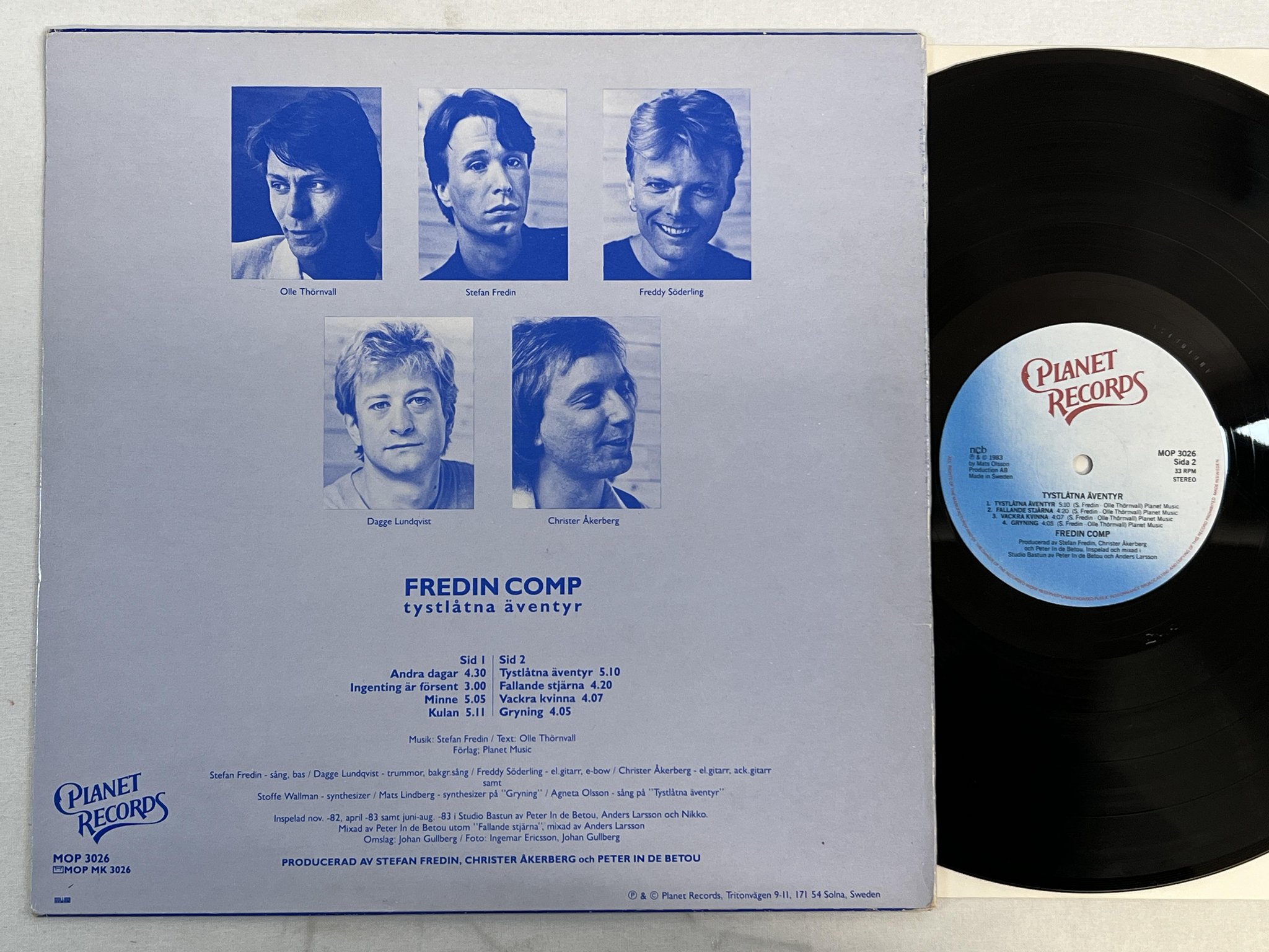 Omslagsbild för skivan FREDIN COMP tystlåtna äventyr LP -83 Swe PLANET MOP 3026 ** minimal synth **