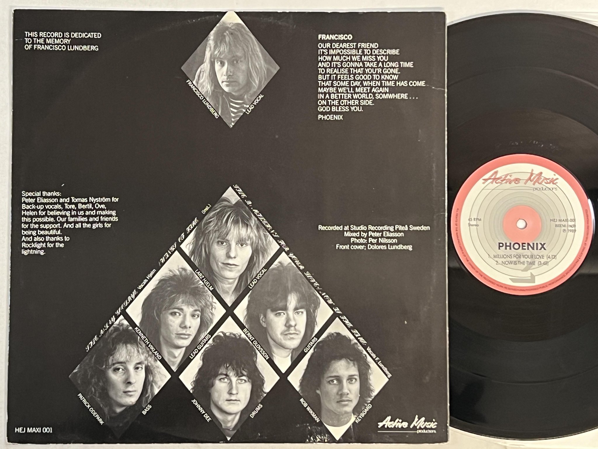 Omslagsbild för skivan PHONEIX Say Goodbye 12" Swe -89 ACTIVE MUSIC HEJ MAXI 001 ** Rare heavy metal **