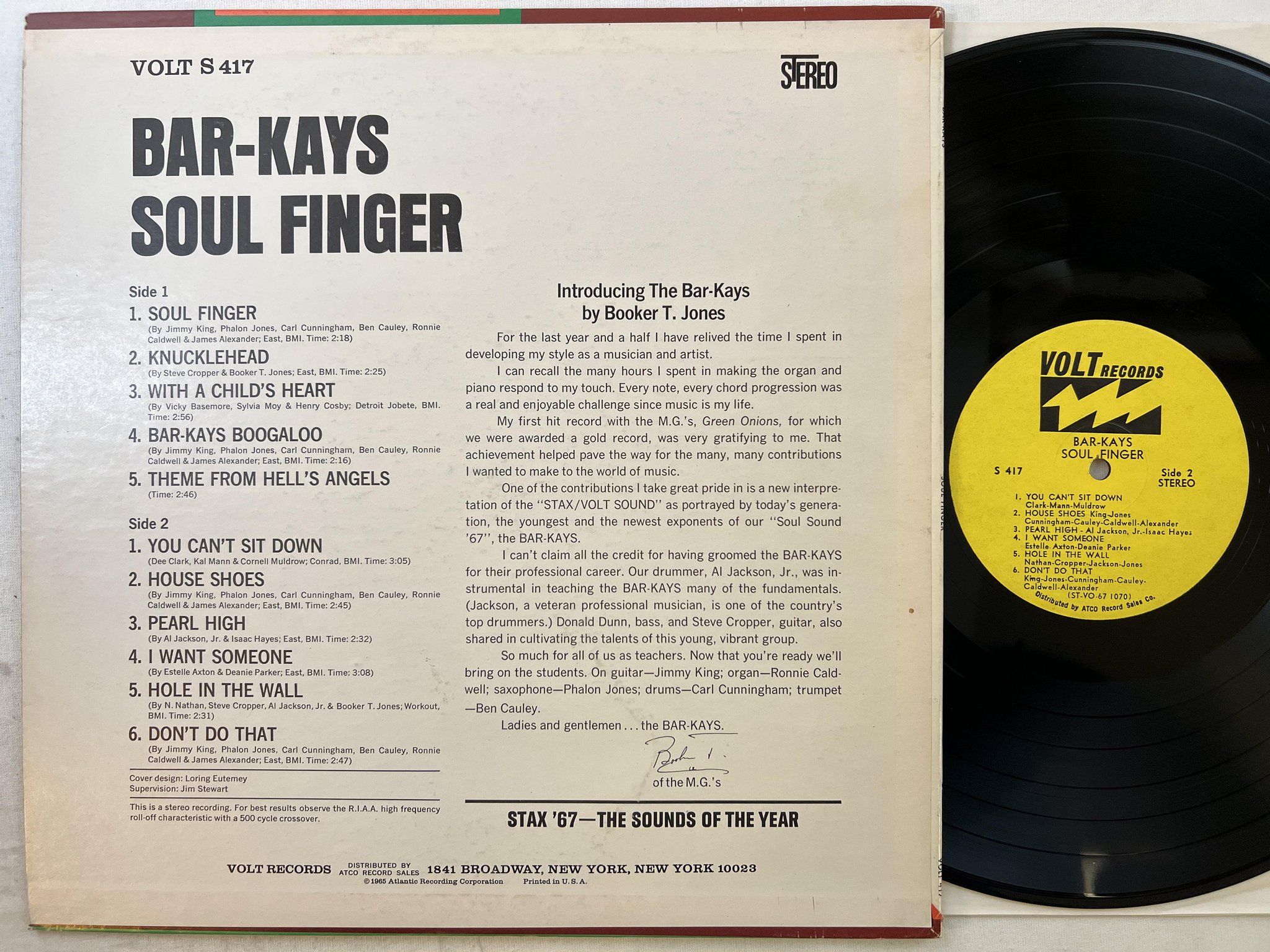 Omslagsbild för skivan BAR-KAYS soul finger LP -67 US VOLT S-417