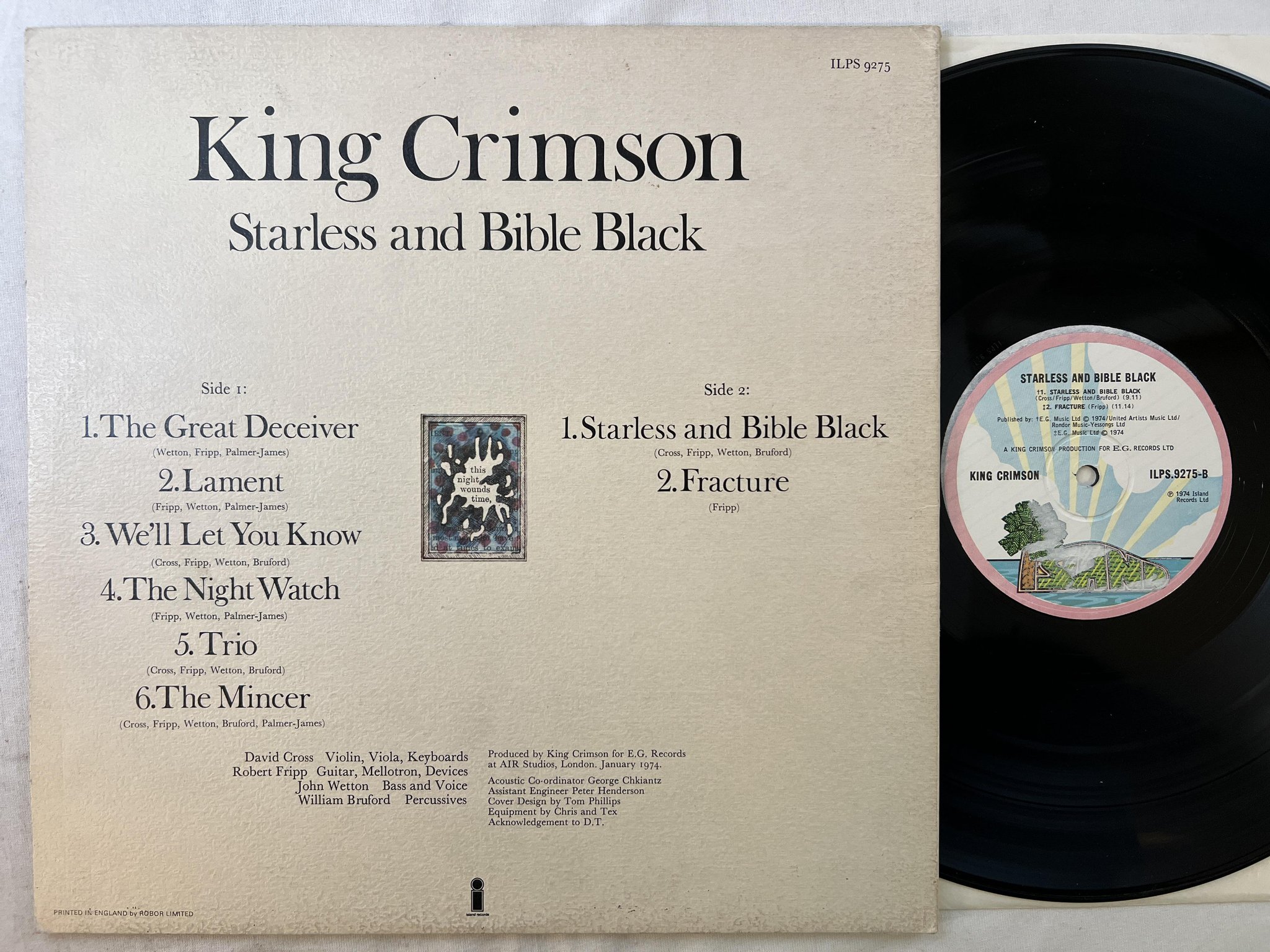 Omslagsbild för skivan KING CRIMSON starless and bible black LP -74 UK ISLAND ILPS 9275