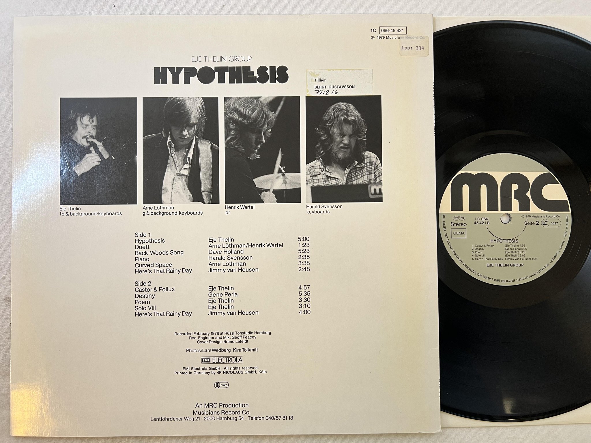Omslagsbild för skivan EJE THELIN GROUP hypothesis LP -79 Ger MRC 1C 066-45421