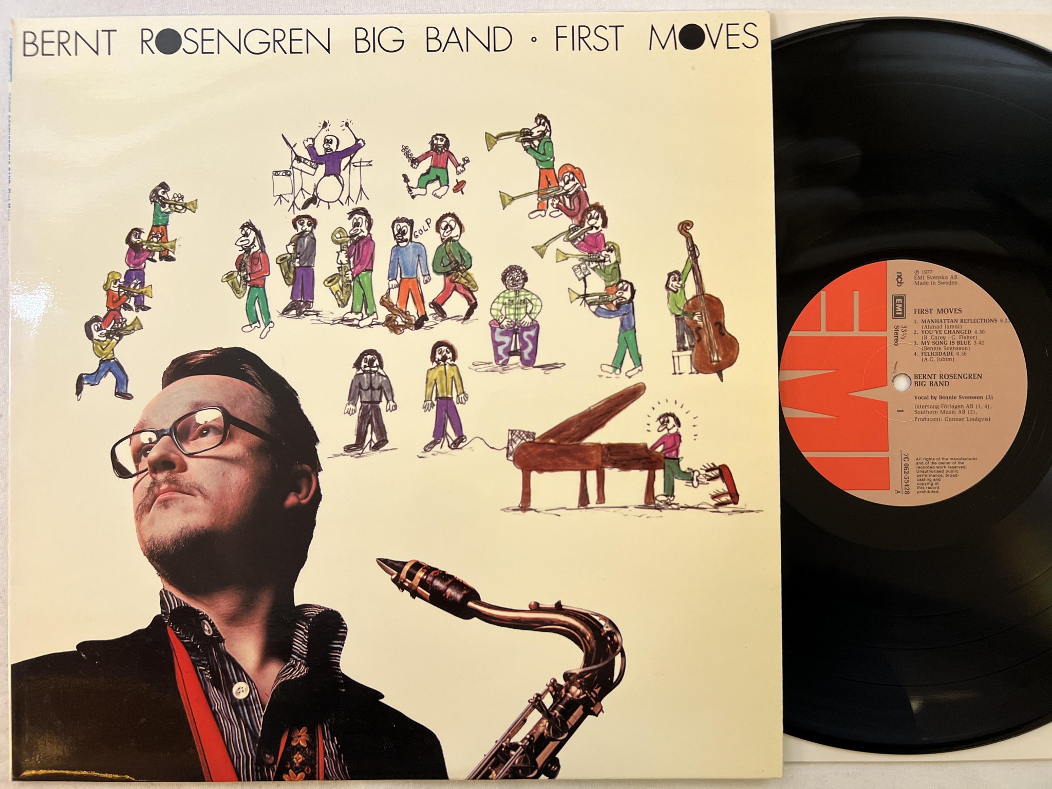 Omslagsbild för skivan BERNT ROSENGREN BIG BAND first moves LP -77 EMI 7c 062-35428