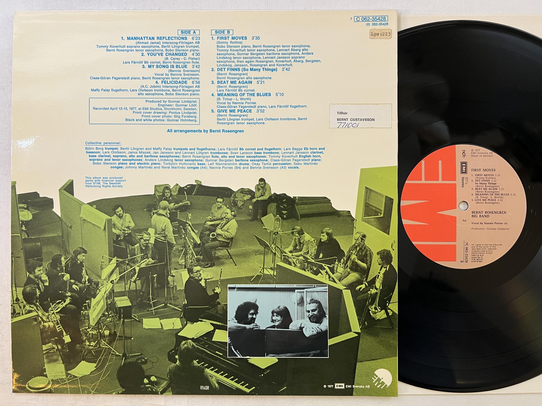 Omslagsbild för skivan BERNT ROSENGREN BIG BAND first moves LP -77 EMI 7c 062-35428