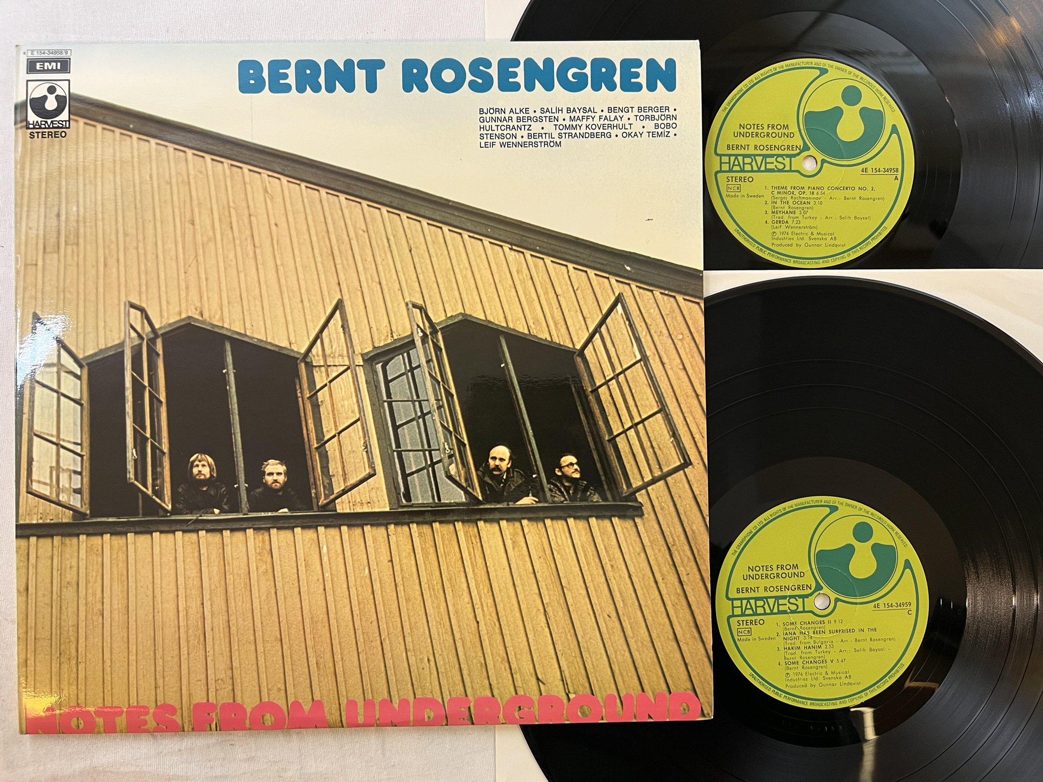 Omslagsbild för skivan BERNT ROSENGREN notes from underground 2xLP -74 HARVEST 4E 154-34958