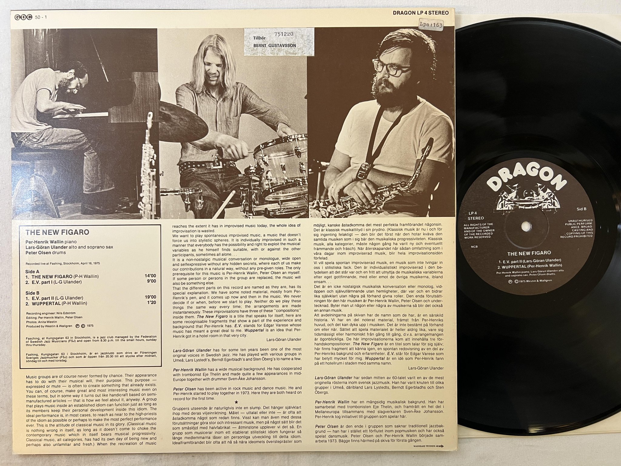Omslagsbild för skivan ULANDER WALLIN OLSEN the new figaro LP -75 DRAGON LP 4