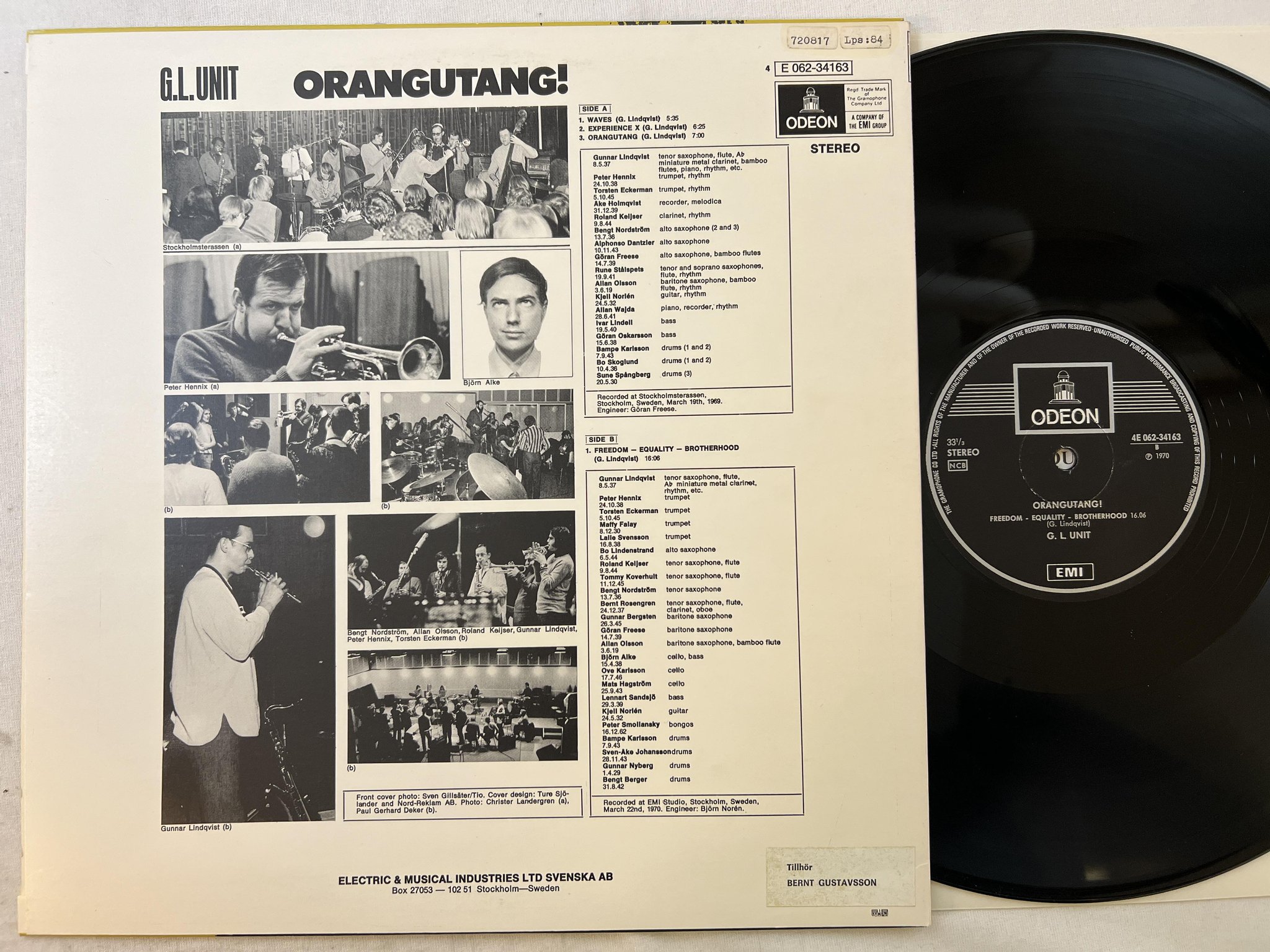 Omslagsbild för skivan G.L. UNIT orangutang! LP -70 EMI / ODEON 4E 062-34659 ** VERY RARE **
