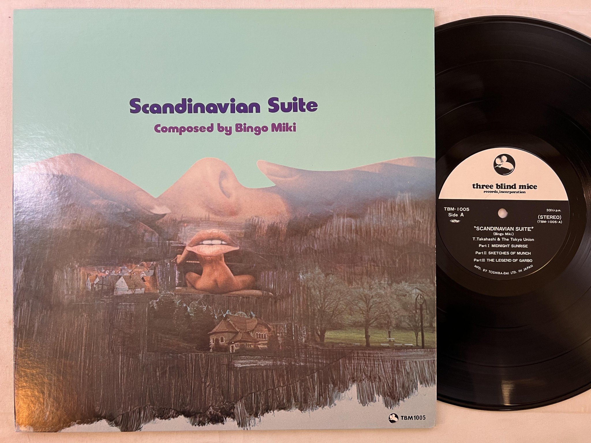 Omslagsbild för skivan BINGO MIKI Scandinavian Suite LP -77 Japan THREE BLIND MICE TBM 1005