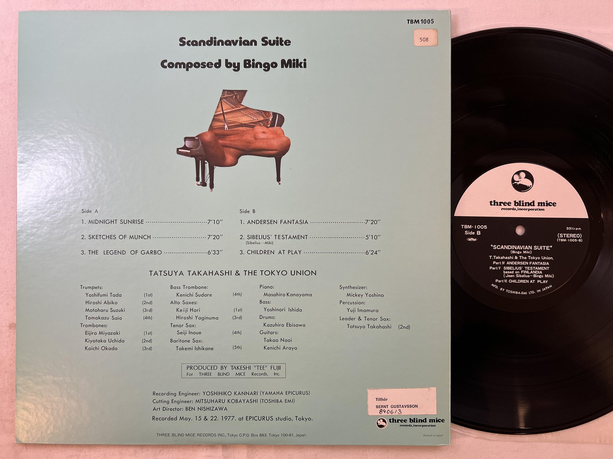 Omslagsbild för skivan BINGO MIKI Scandinavian Suite LP -77 Japan THREE BLIND MICE TBM 1005