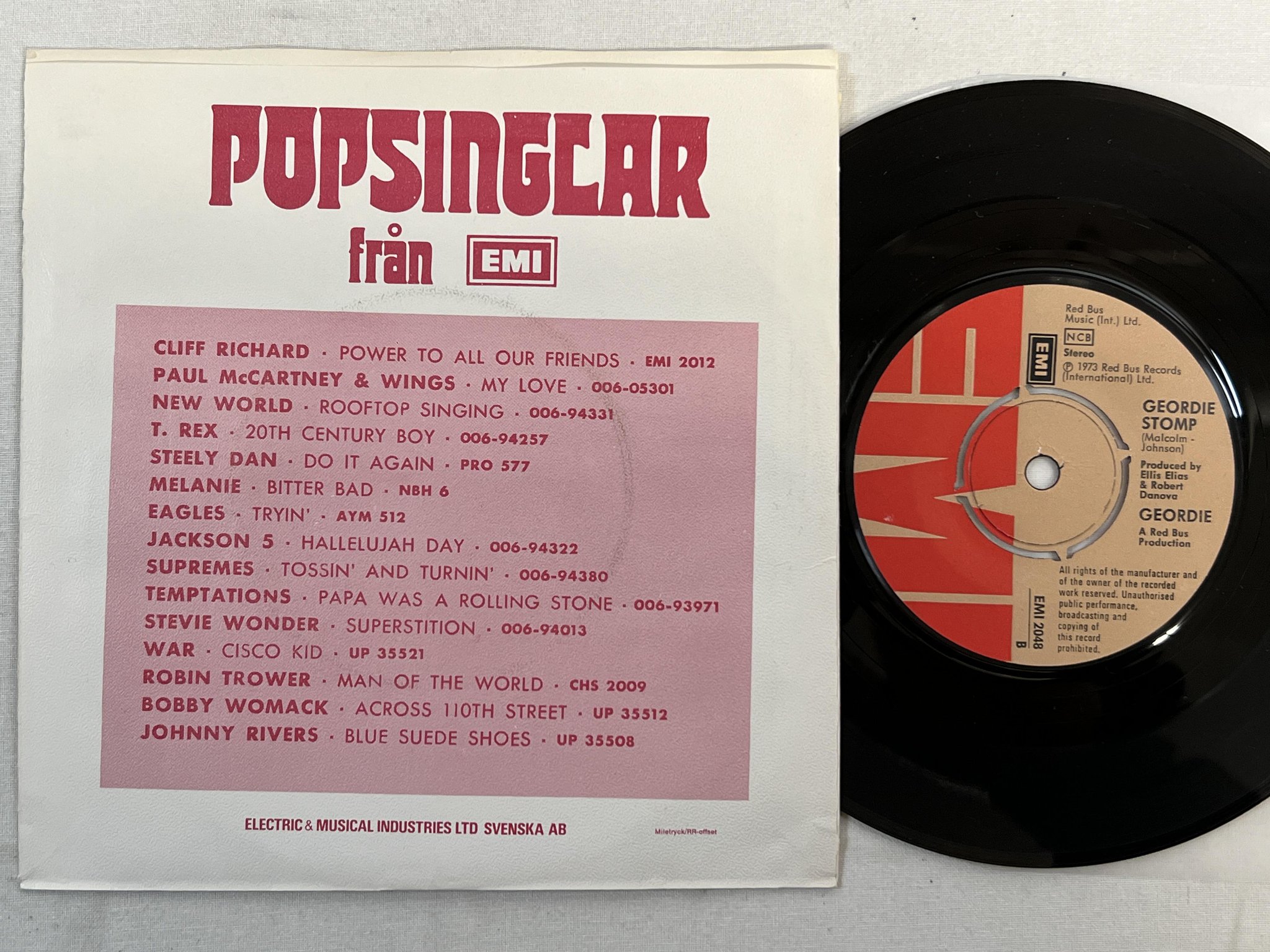 Omslagsbild för skivan GEORDIE Electric Lady 7" -73 Swe EMI 2048