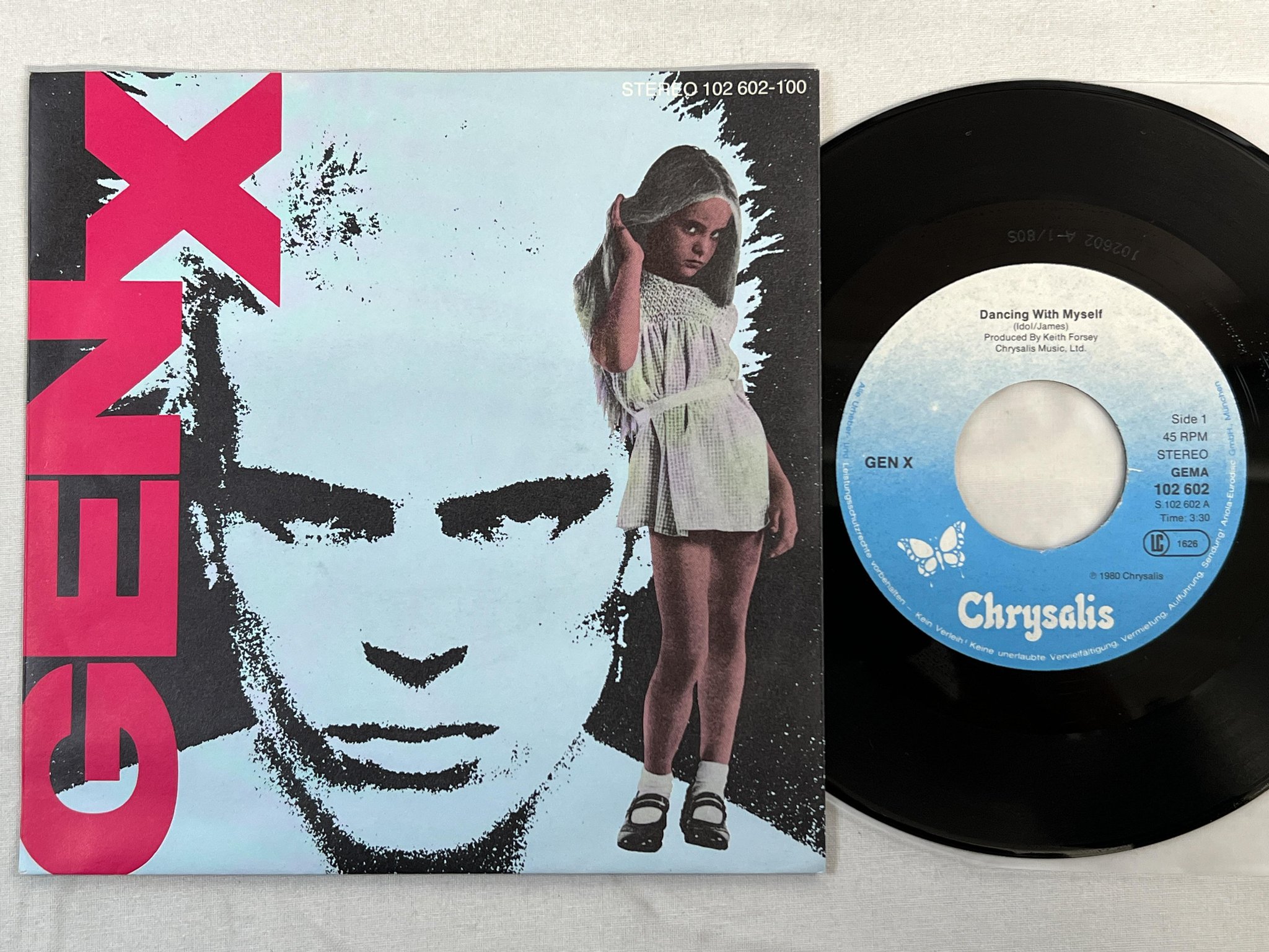 Omslagsbild för skivan GEN X dancing with myself 7" -80 Ger CHRYSALIS 102602