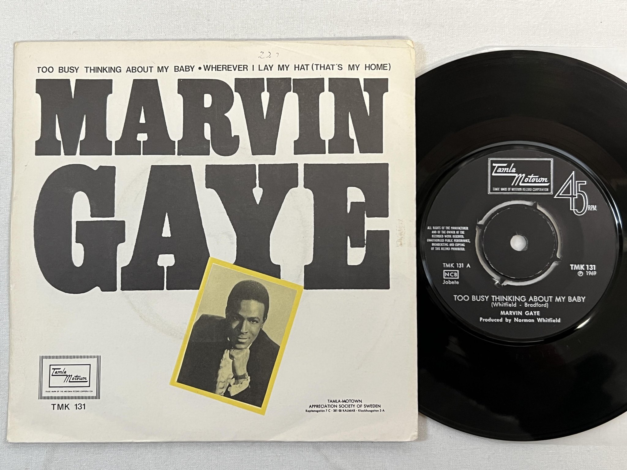 Omslagsbild för skivan MARVIN GAYE too busy 7" Swe -69 TAMLA MOTOWN TMK 131