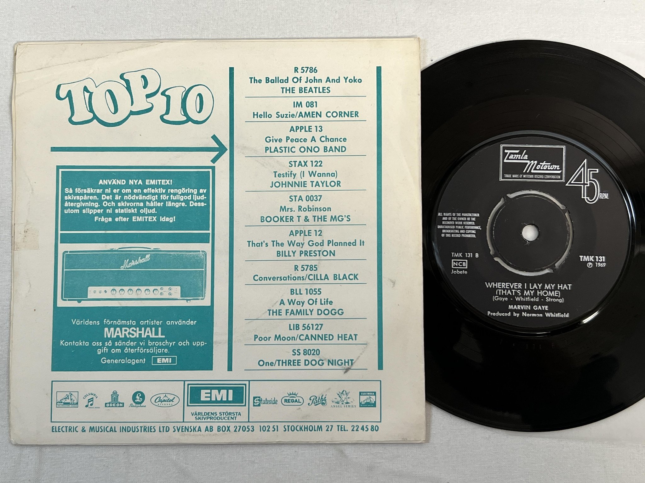 Omslagsbild för skivan MARVIN GAYE too busy 7" Swe -69 TAMLA MOTOWN TMK 131