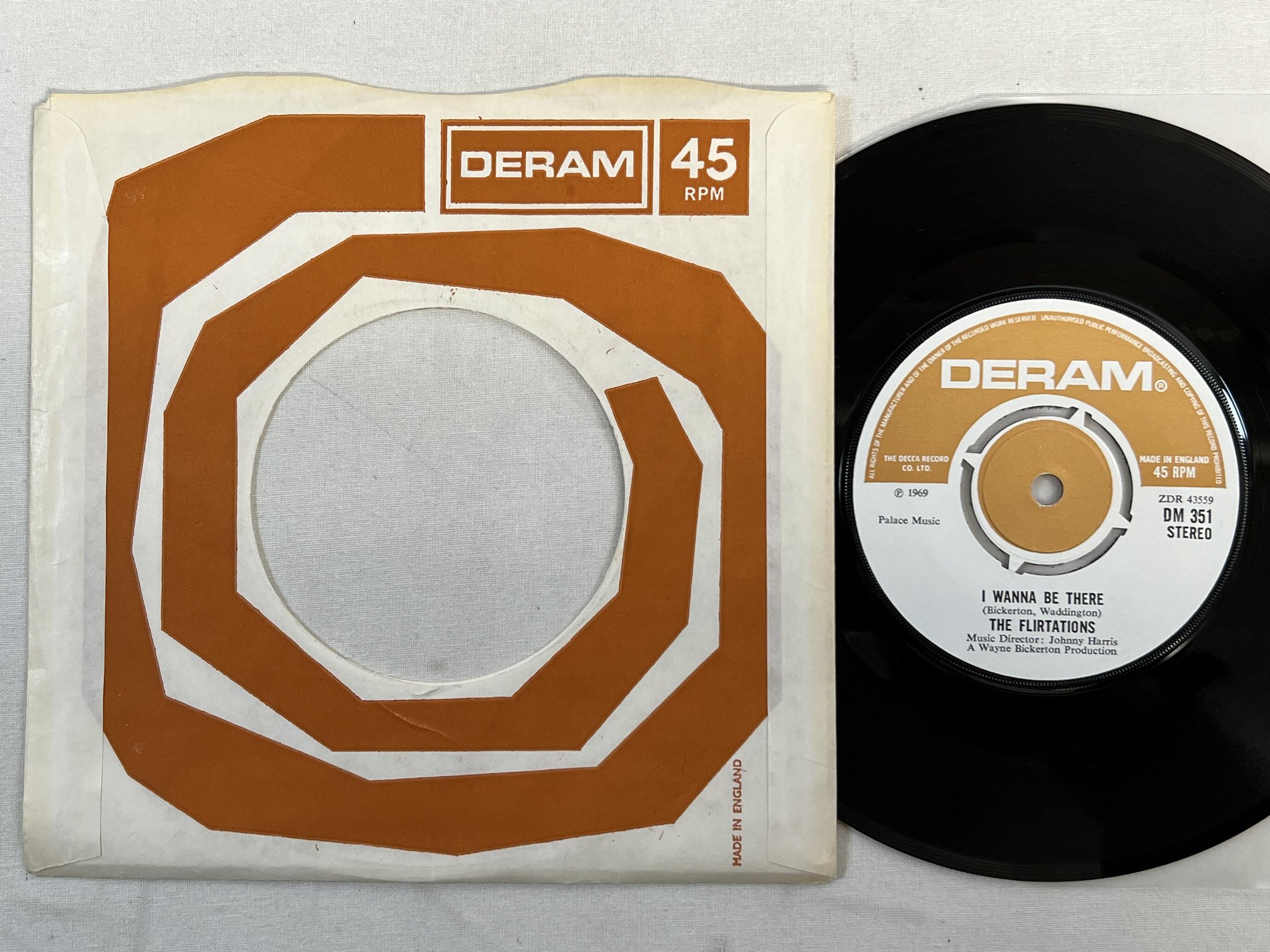 Omslagsbild för skivan THE FLIRTATIONS need your loving 7" -72 UK DERAM DM 351