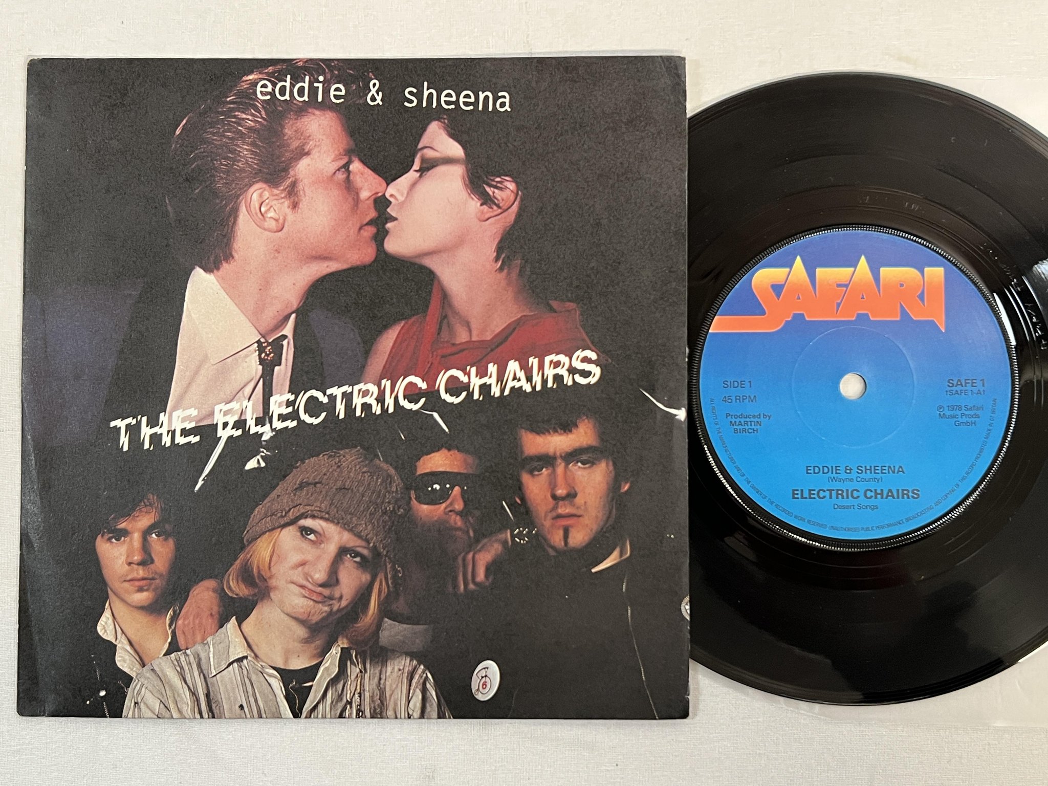 Omslagsbild för skivan ELECTRIC CHAIRS Eddie & Sheena 7" -78 UK SAFARI SAFE-1