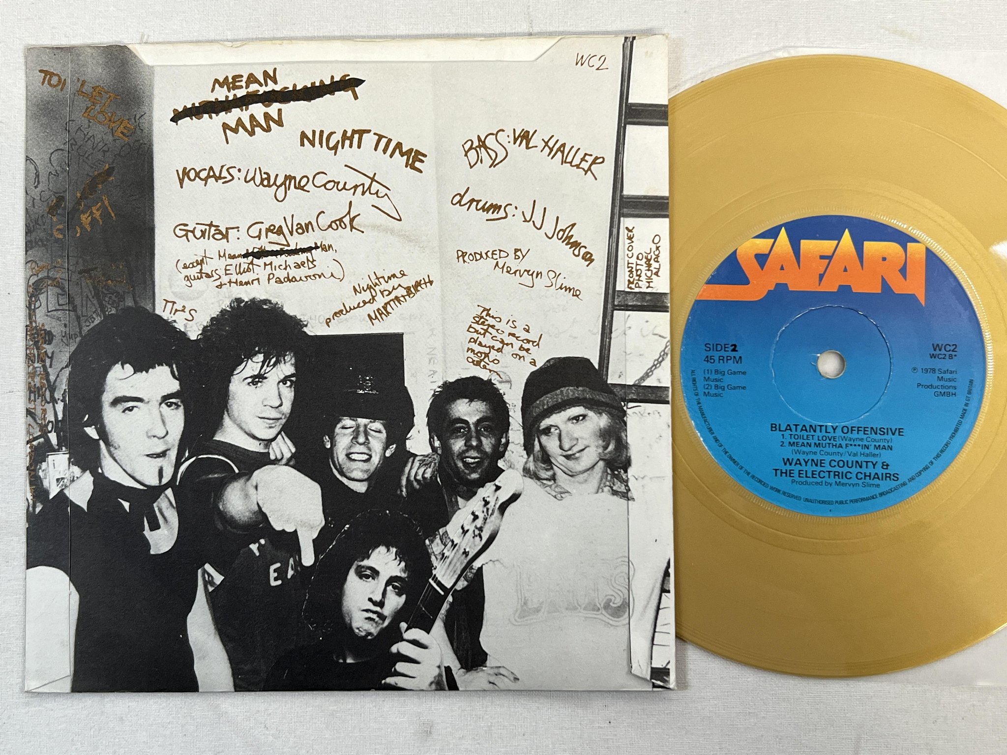 Omslagsbild för skivan WAYNE COUNTY & ELECTRIC CHAIRS Blatantly Offenzive E.P. 7" -78 UK SAFARI WC2