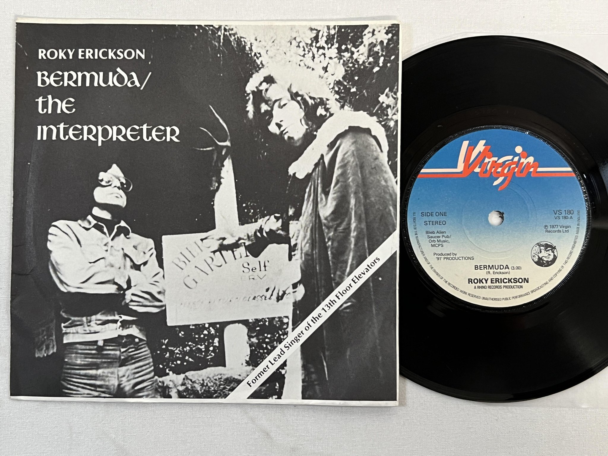 Omslagsbild för skivan ROKY ERICKSON Bermuda 7" -77 UK VIRGIN VS 180