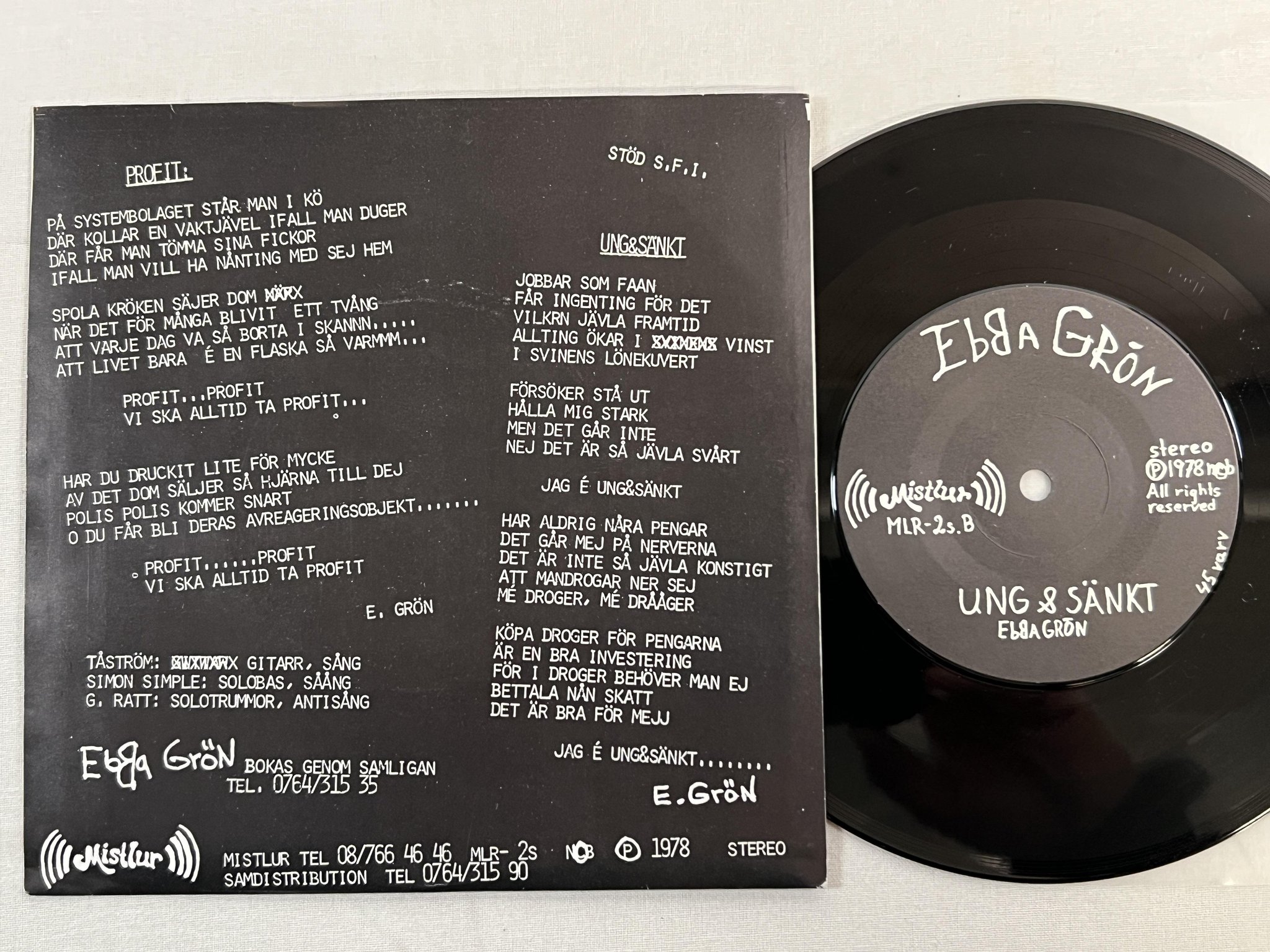 Omslagsbild för skivan EBBA GRÖN antirock 7" -78 Swe MISTLUR MLR-2s