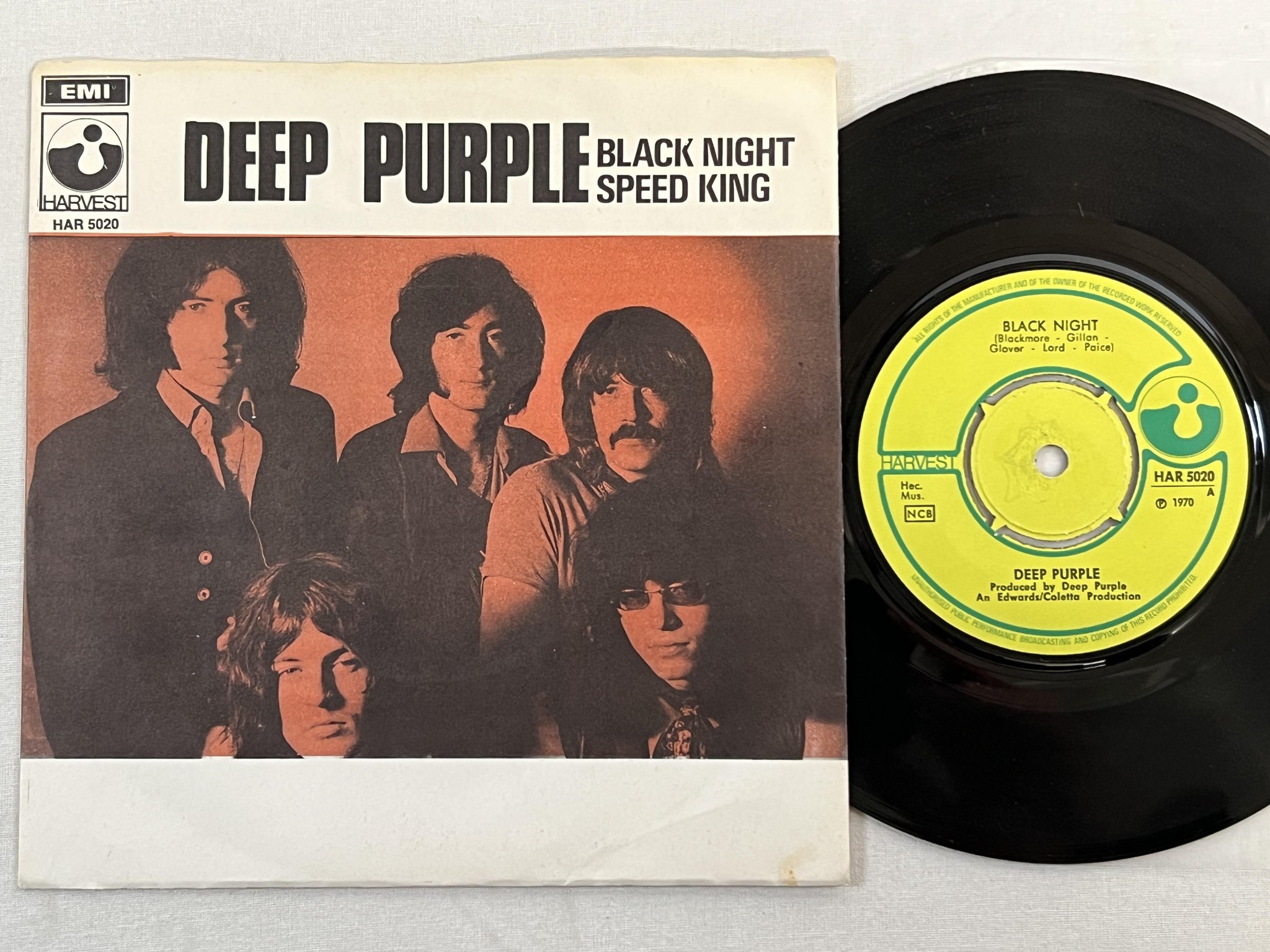 Omslagsbild för skivan DEEP PURPLE speed king 7"single -70 Swe HARVEST HAR 5020