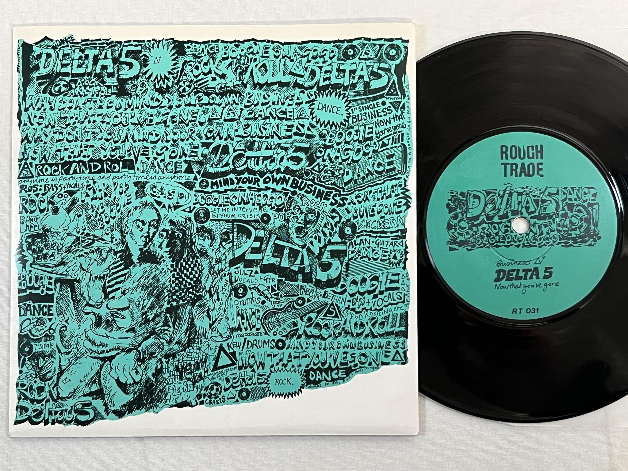 Omslagsbild för skivan DELTA 5 Mind Your Own Business 7" -79 UK ROUGH TRADE RT 031 ** NEW WAVE **