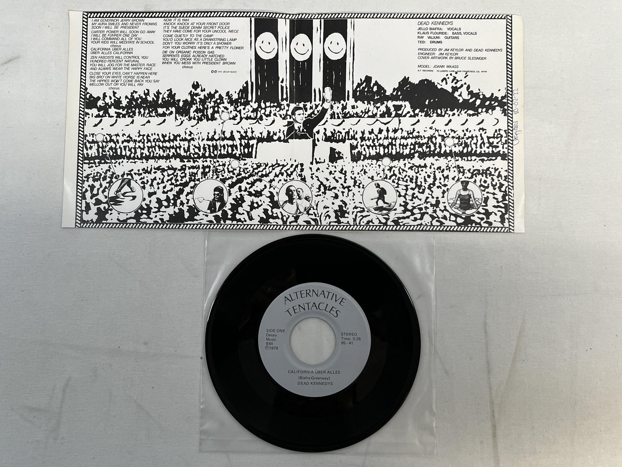 Omslagsbild för skivan DEAD KENNEDYS California Über Alles 7" -79 ALTERNATIVE TENTACLES 95-41 2nd