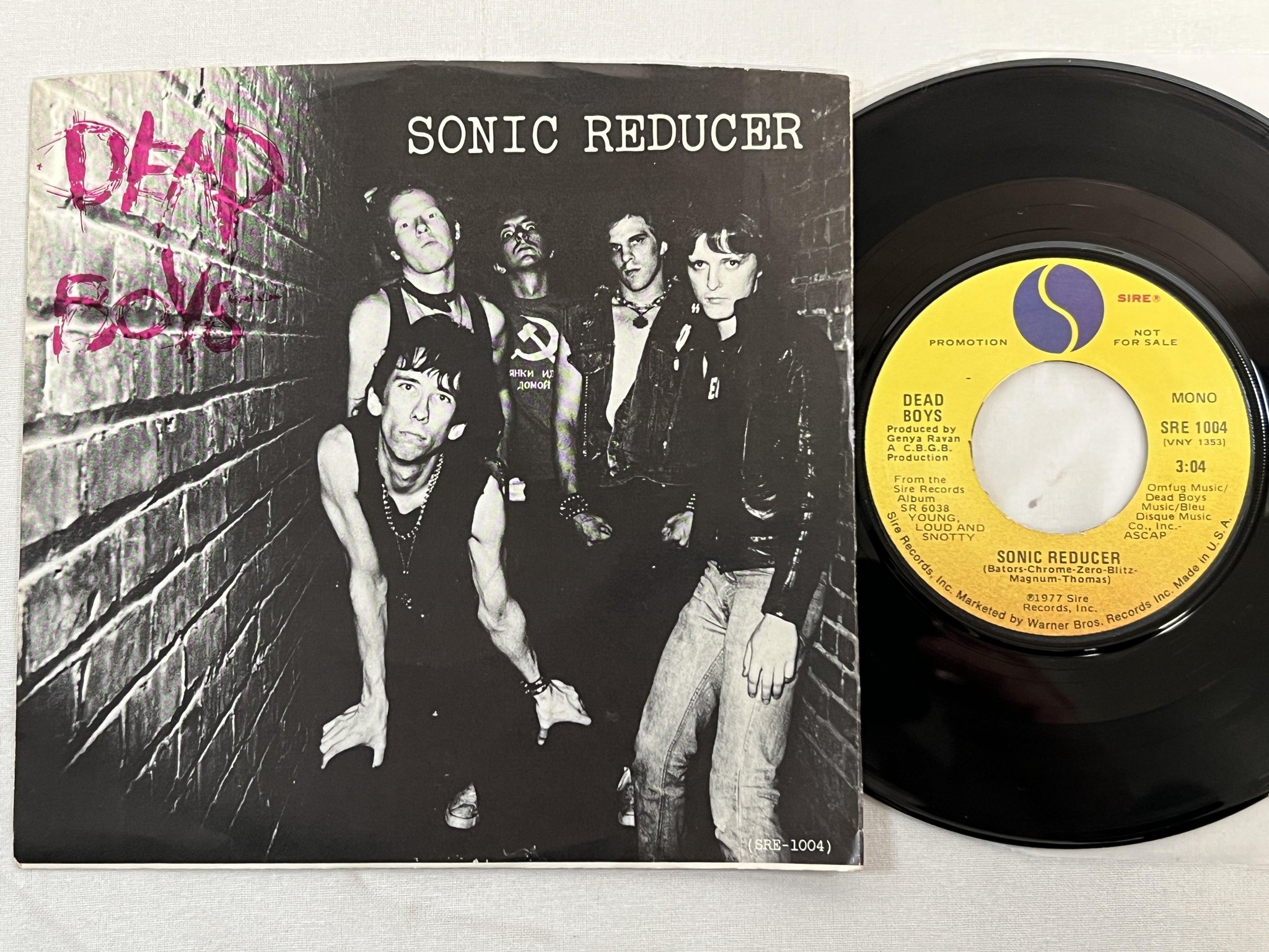 Omslagsbild för skivan DEAD BOYS sonic reducer 7" -77 US SIRE SRE 1004 ** MEGA RARE PROMO **