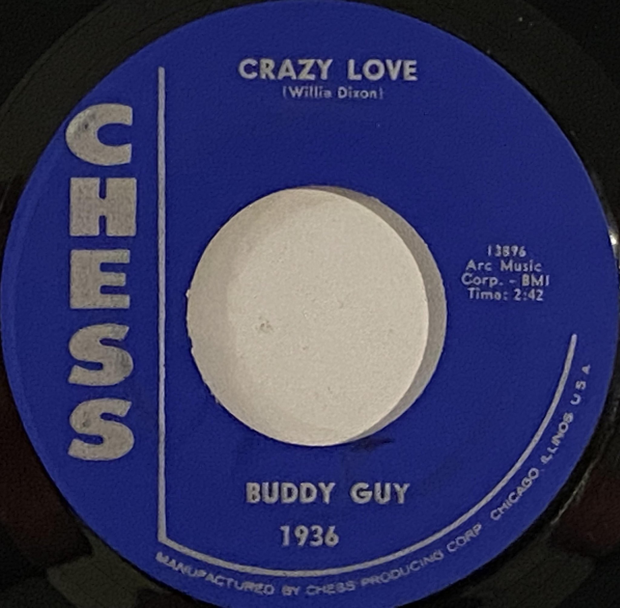 Omslagsbild för skivan BUDDY GUY crazy love 7"single -65 US CHESS 1936 ** R&B / JUMP BLUES **
