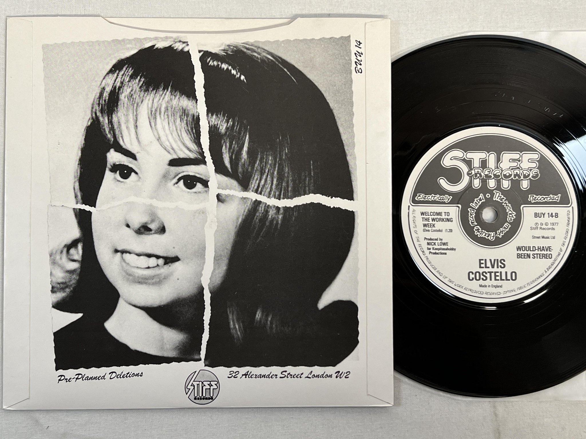 Omslagsbild för skivan ELVIS COSTELLO Alison : Welcome To The Working Week 7" -77 UK STIFF BUY 14