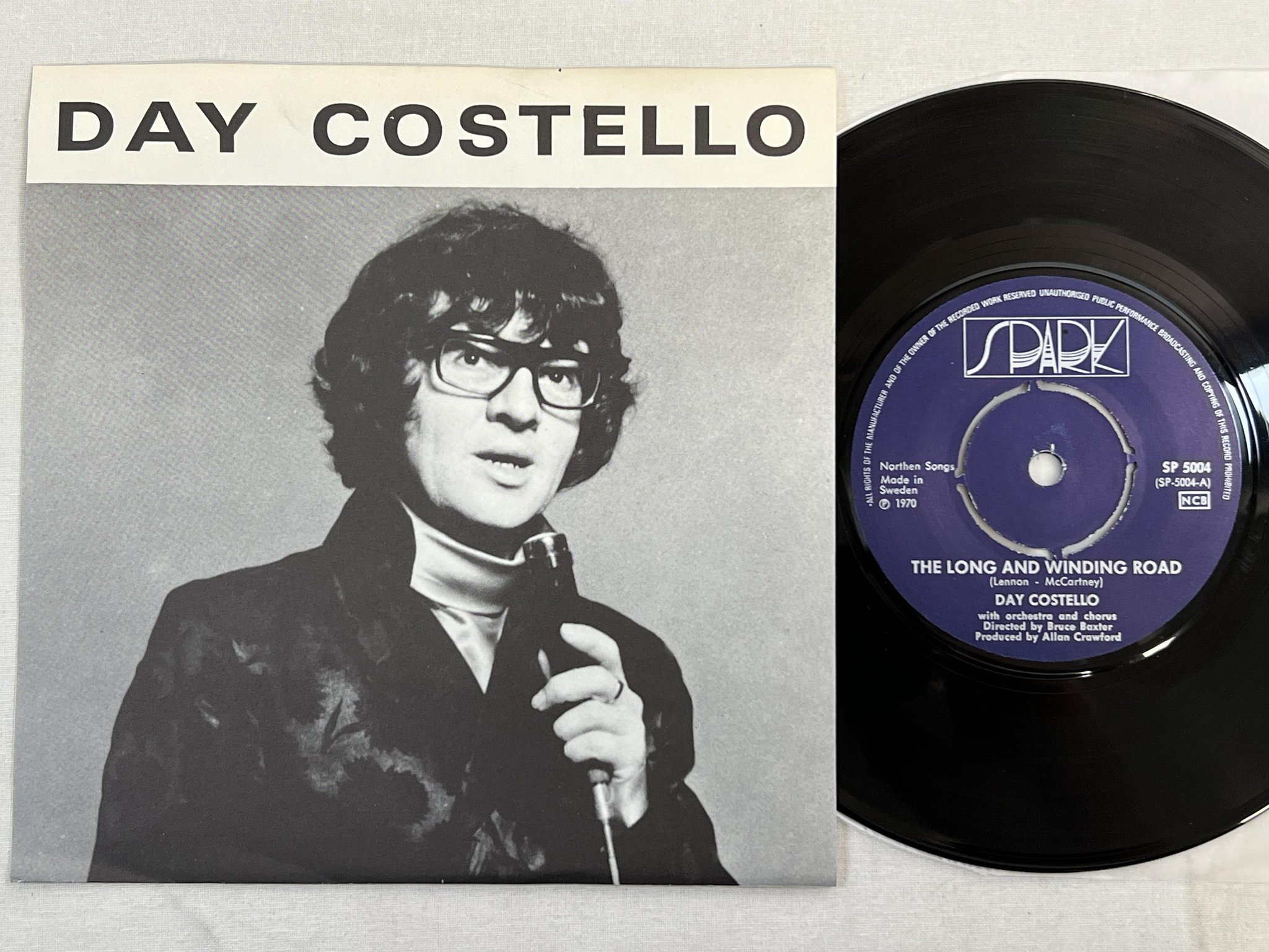 Omslagsbild för skivan DAY COSTELLO The Long And Winding Road 7" -70 Swe SPARK SP5004