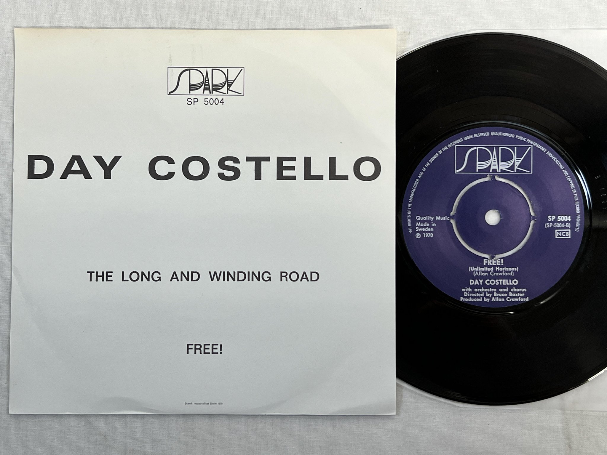 Omslagsbild för skivan DAY COSTELLO The Long And Winding Road 7" -70 Swe SPARK SP5004
