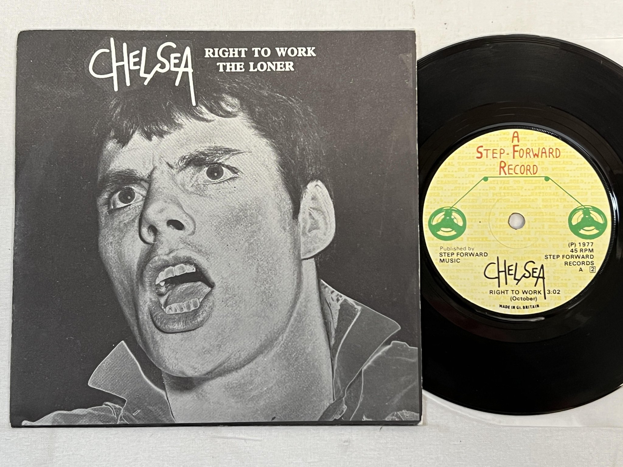Omslagsbild för skivan CHELSEA Right To Work 7" -77 UK STEP-FORWARD 2