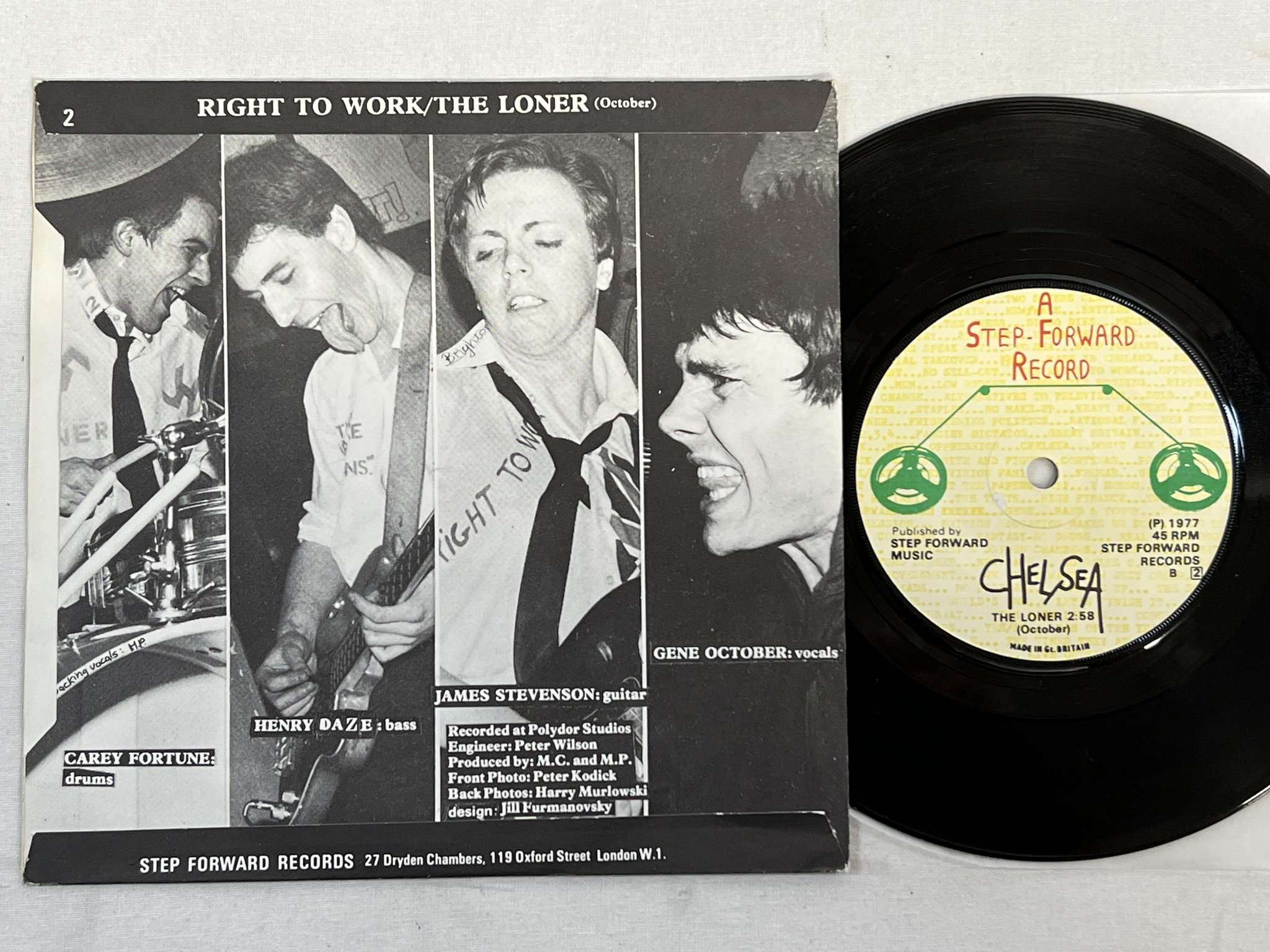 Omslagsbild för skivan CHELSEA Right To Work 7" -77 UK STEP-FORWARD 2