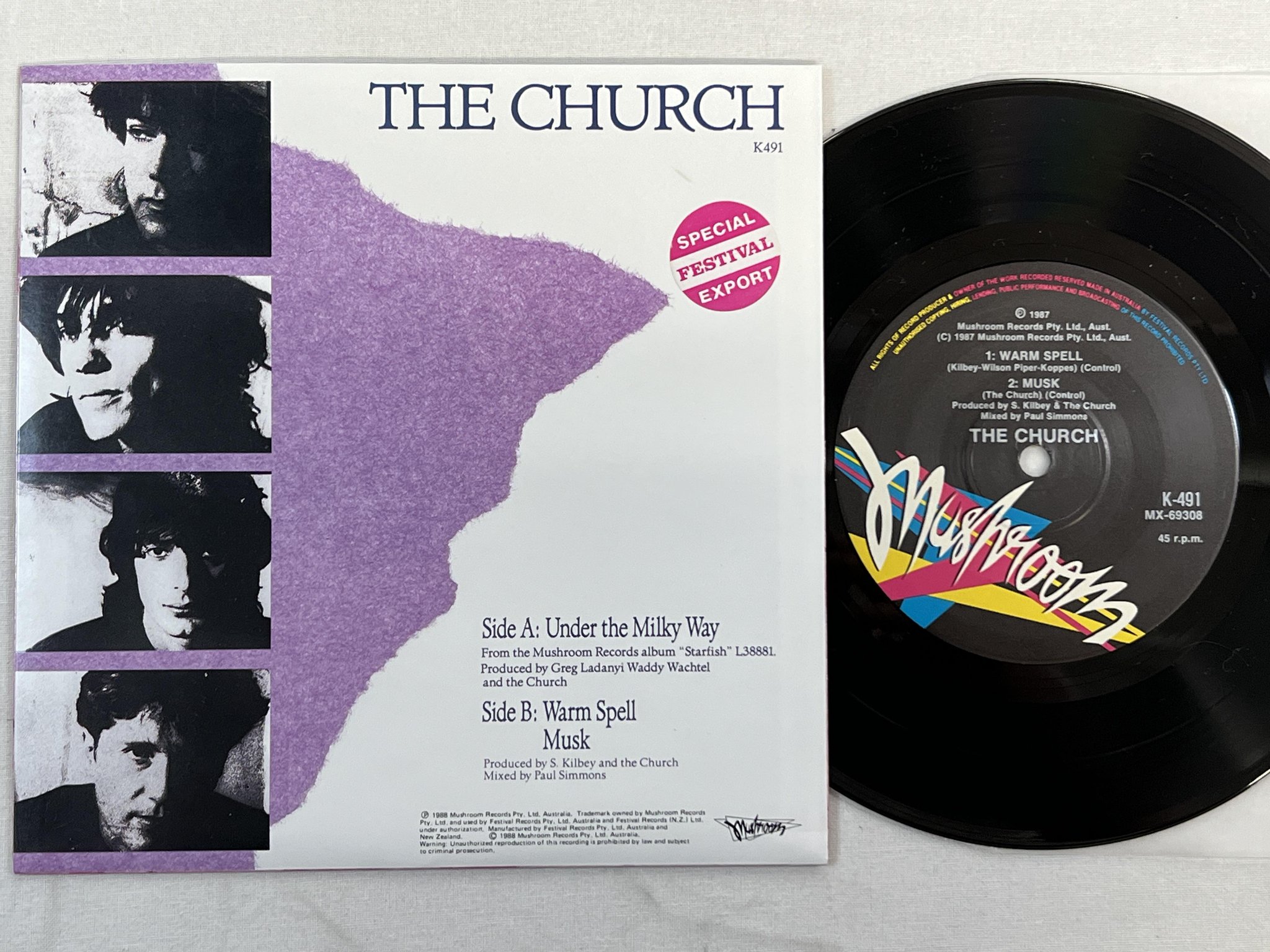 Omslagsbild för skivan THE CHURCH Under The Milky Way 7" -88 Aussie MUSHROOM K491 ** RARE **