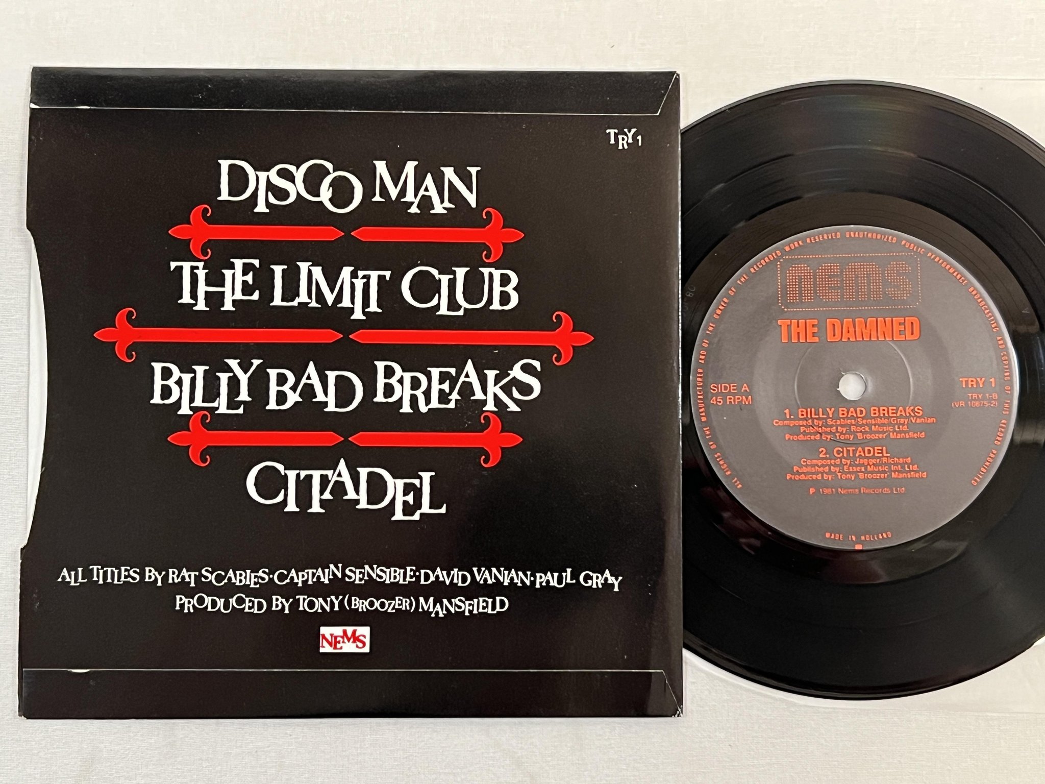 Omslagsbild för skivan THE DAMNED Friday 13th EP 7"ep -81 Hol NEMS TRY 1