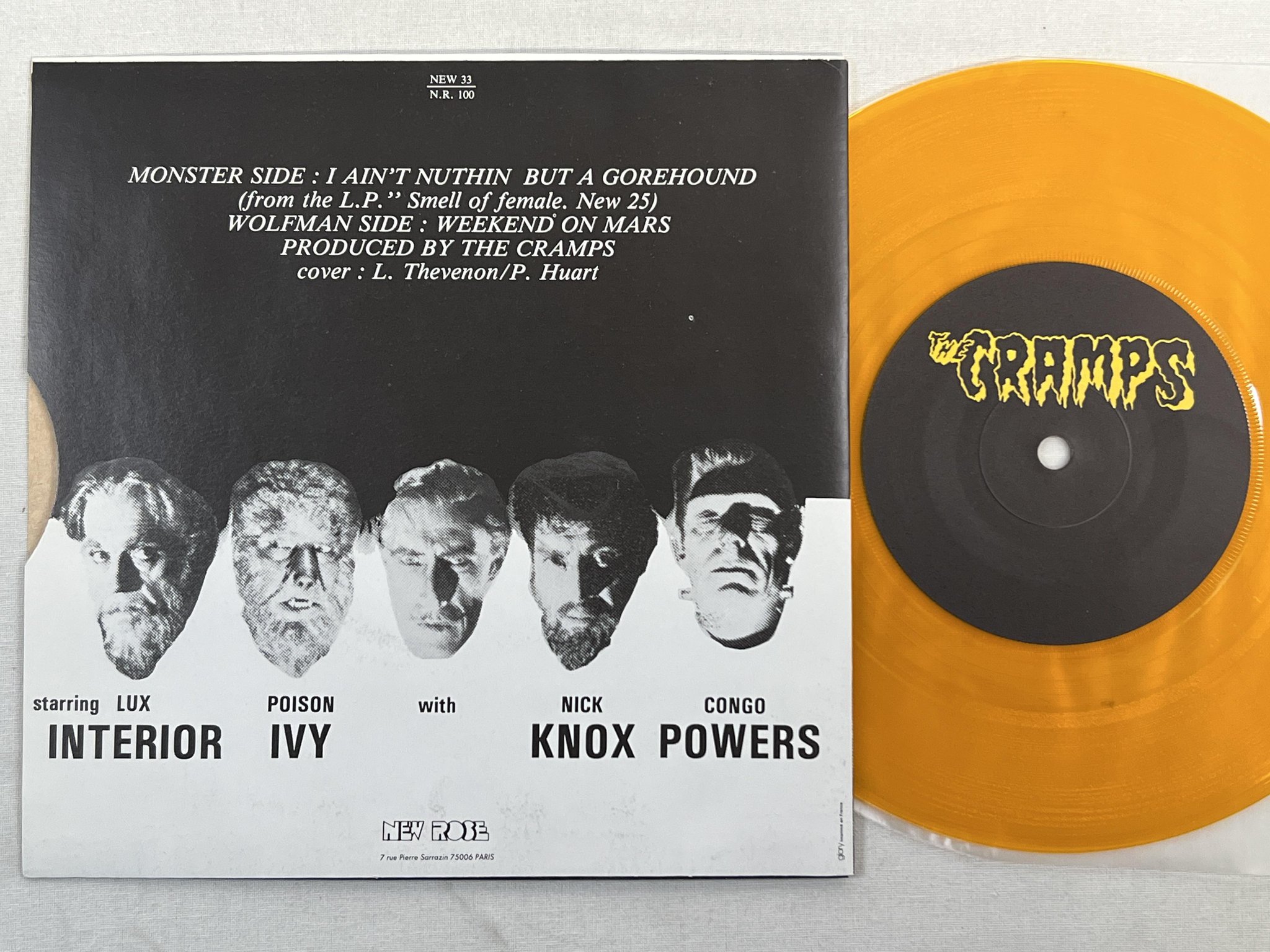 Omslagsbild för skivan THE CRAMPS I ain't nuthing but a gorehound 7" -83 NEW ROSE NEW 33 *psychobilly*