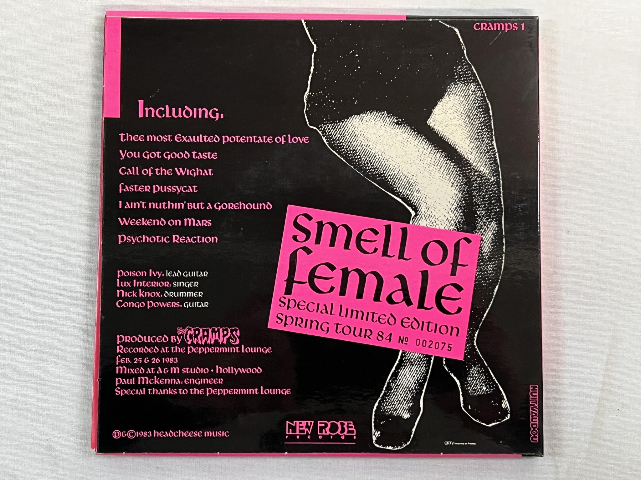Omslagsbild för skivan THE CRAMPS smell of female 4x7" -83 NEW ROSE CRAMPS 1 Ltd #2075