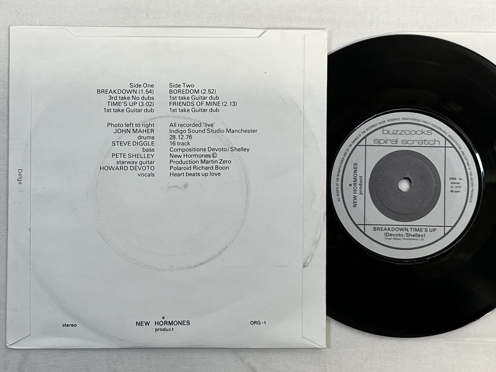 Omslagsbild för skivan BUZZCOCKS spiral scratch 7" re UK NEW HORMONES ORG-1