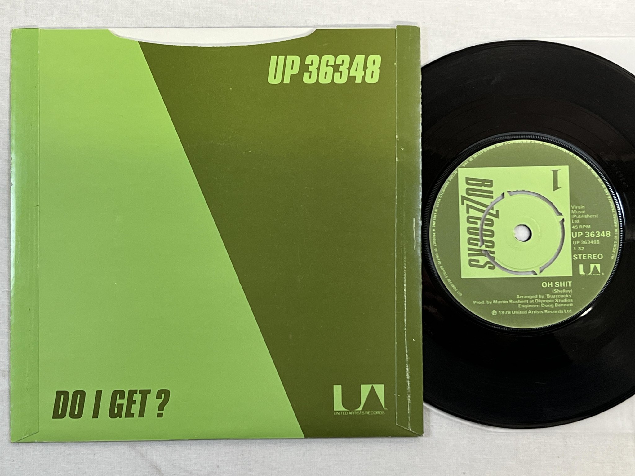 Omslagsbild för skivan BUZZCOCKS What Do I Get? 7" -78 UK UNITED UP 36348