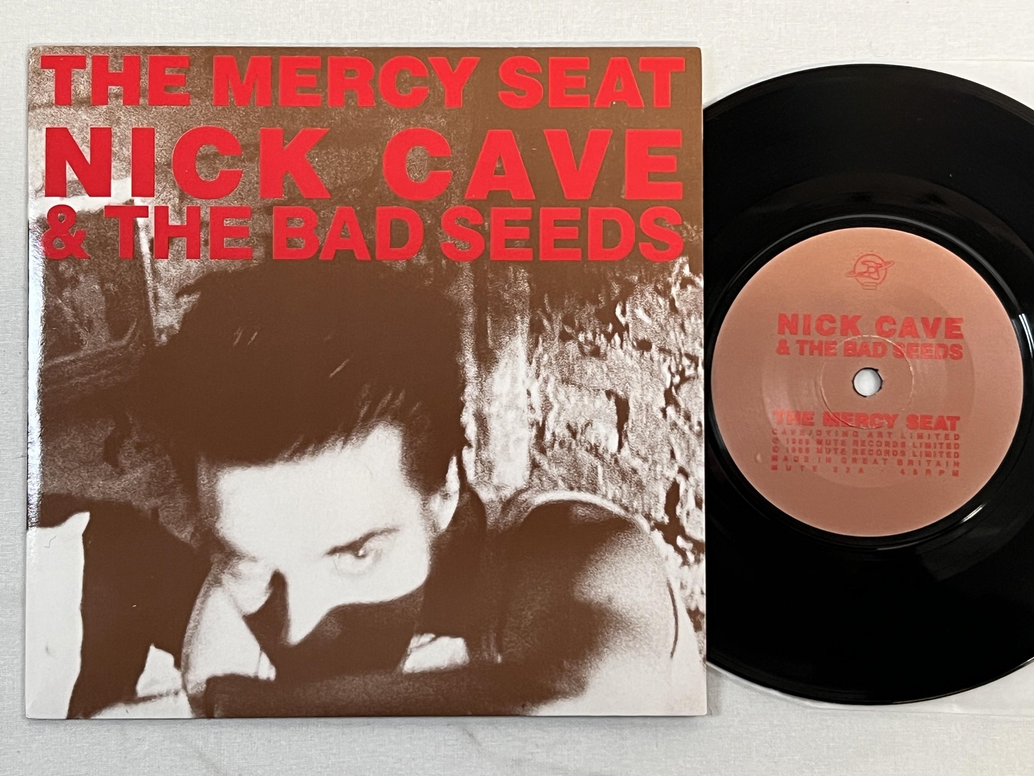 Omslagsbild för skivan NICK CAVE & THE BAD SEEDS The Mercy Seat 7" -88 MUTE 52