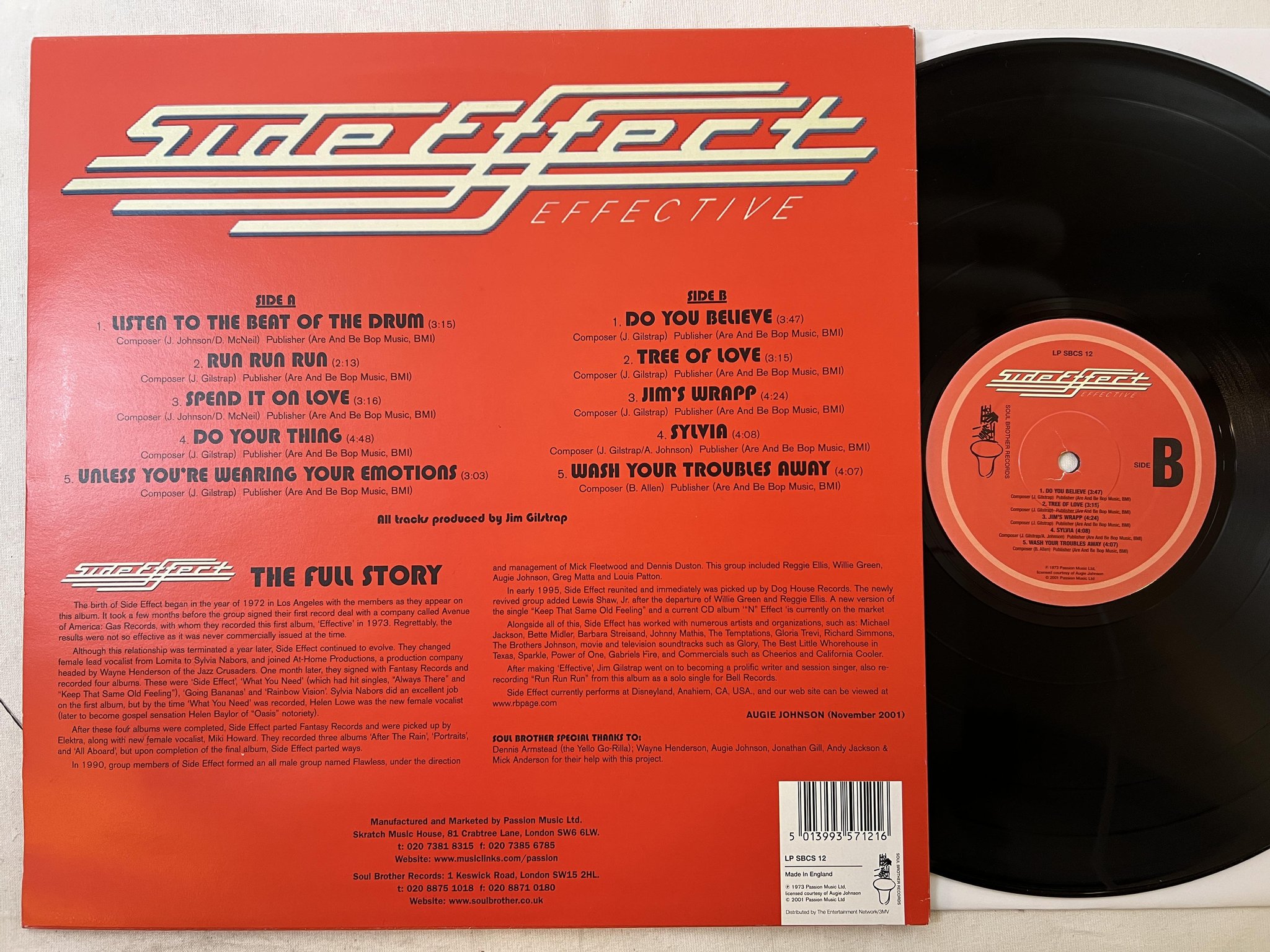 Omslagsbild för skivan SIDE EFFECT Effective LP 2001 UK soul brother SBCS 12