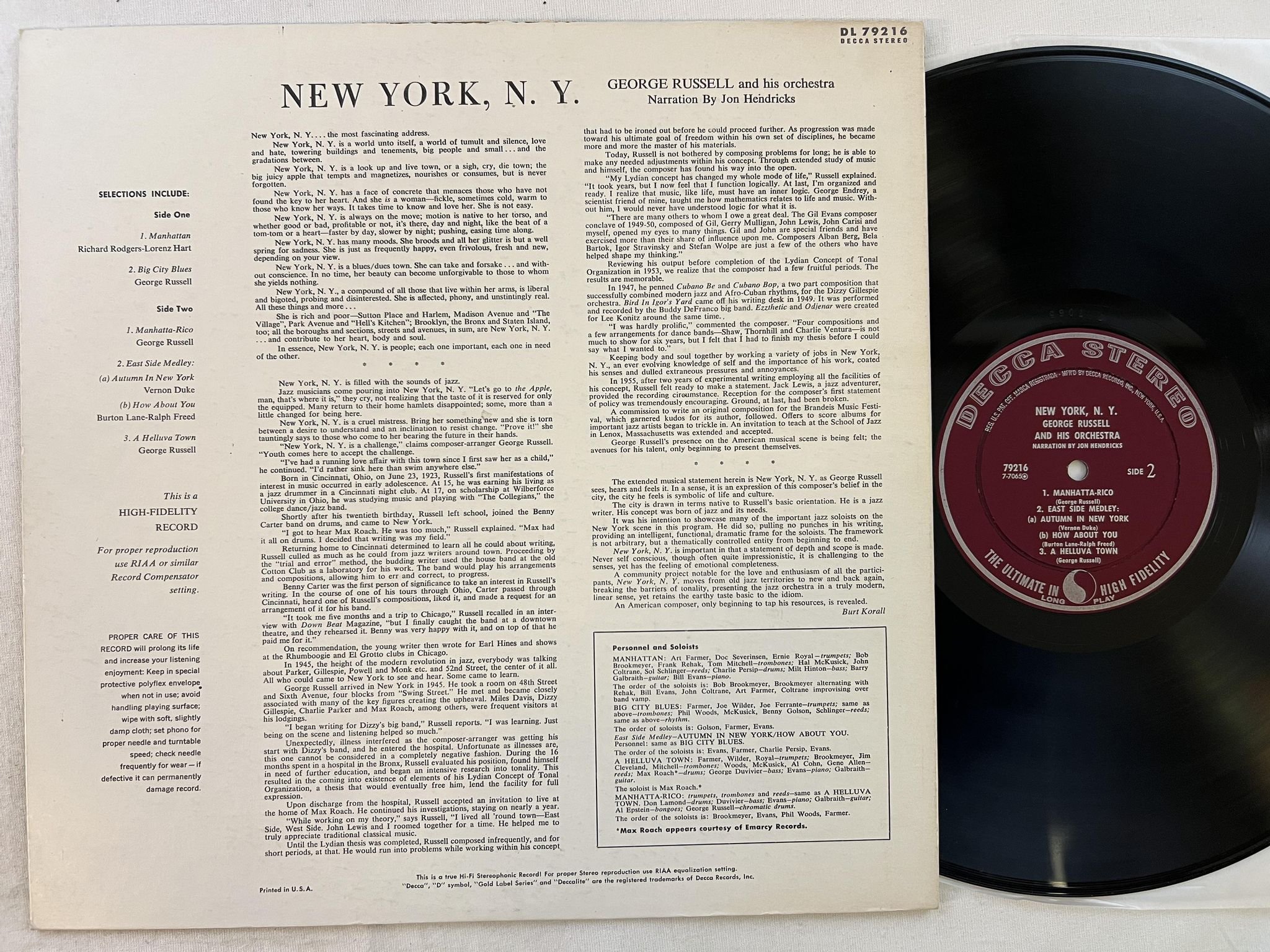 Omslagsbild för skivan GEORGE RUSSELL New York LP -59 US DECCA DL 9216 ** deep grooved original **