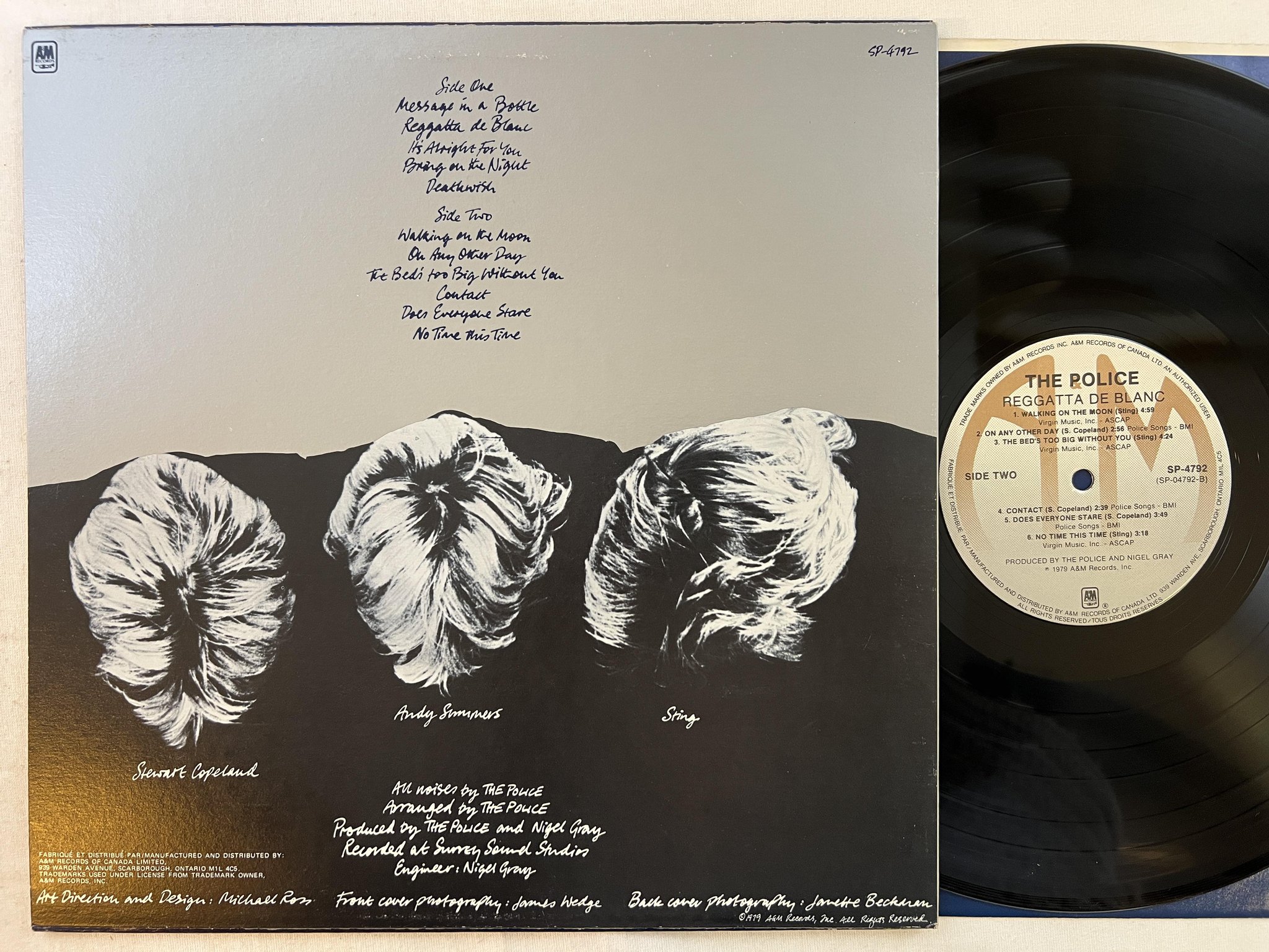 Omslagsbild för skivan THE POLICE reggatta de blanc LP -79 Can A&M SP-4792