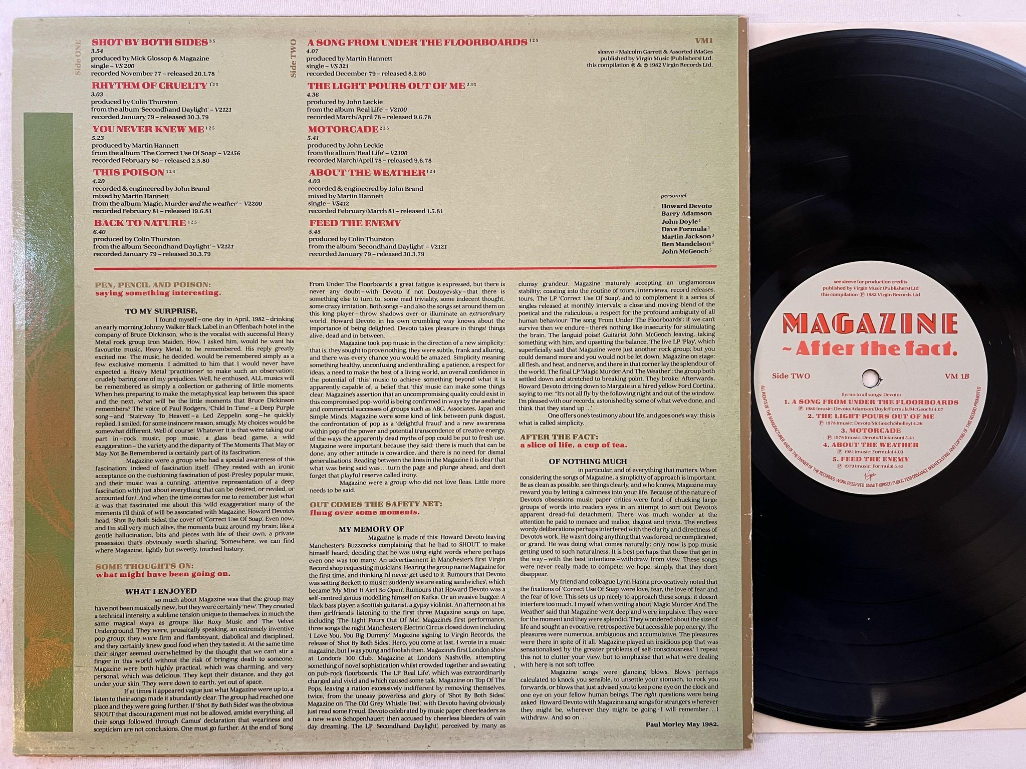 Omslagsbild för skivan MAGAZINE after the fact LP -82 VIRGIN VM 1