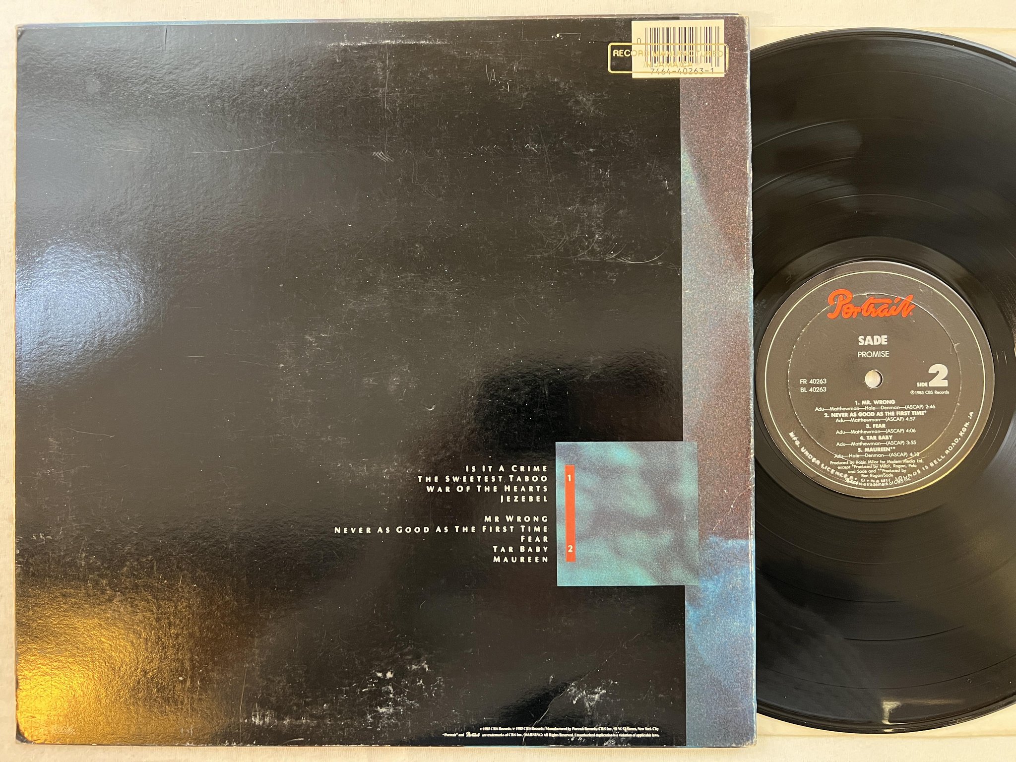 Omslagsbild för skivan SADE promise LP -85 Jam PORTRAIT FR 40263 ** rare jamaican pressing **